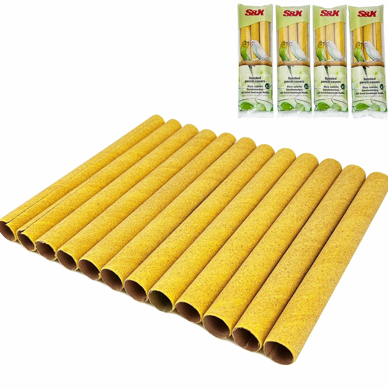 Lot de 12 housses de perchoir pour cage à oiseaux, papier abrasif pour perruches