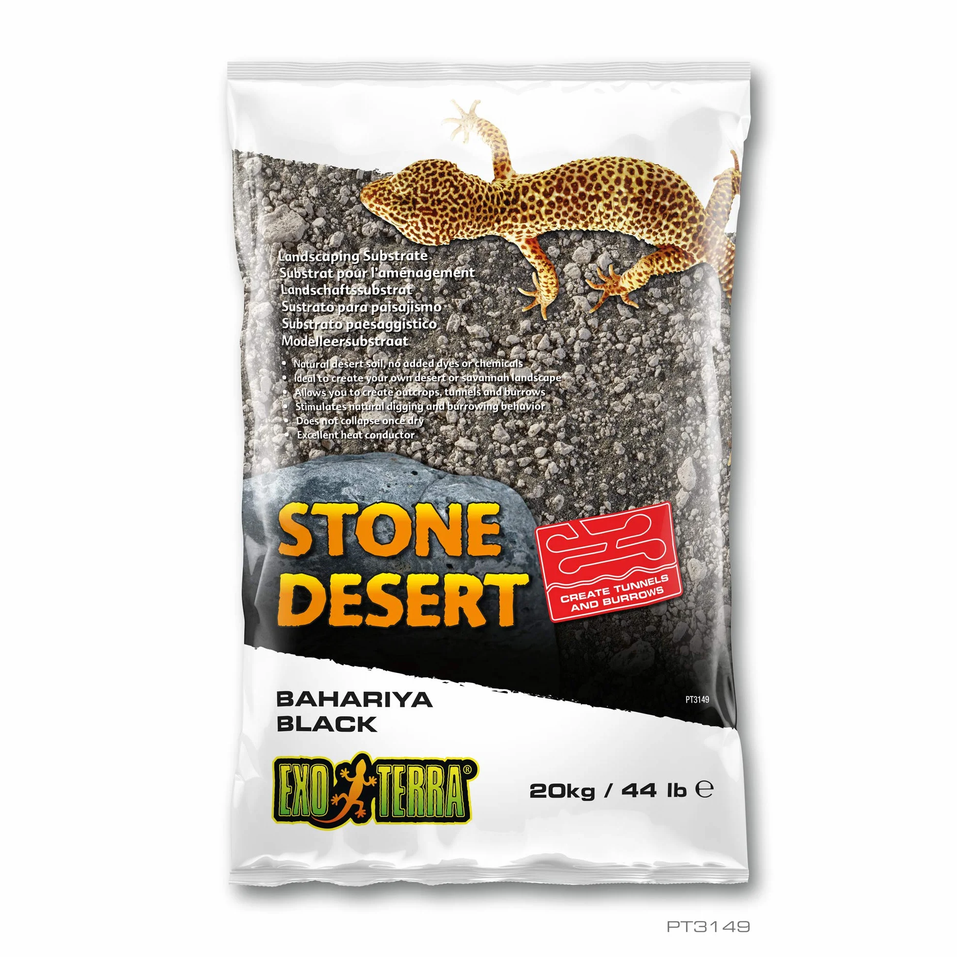 Exo Terra Bahariya Black Stone Desert Sol désert pour Terrarium malléable Noir 20 kg