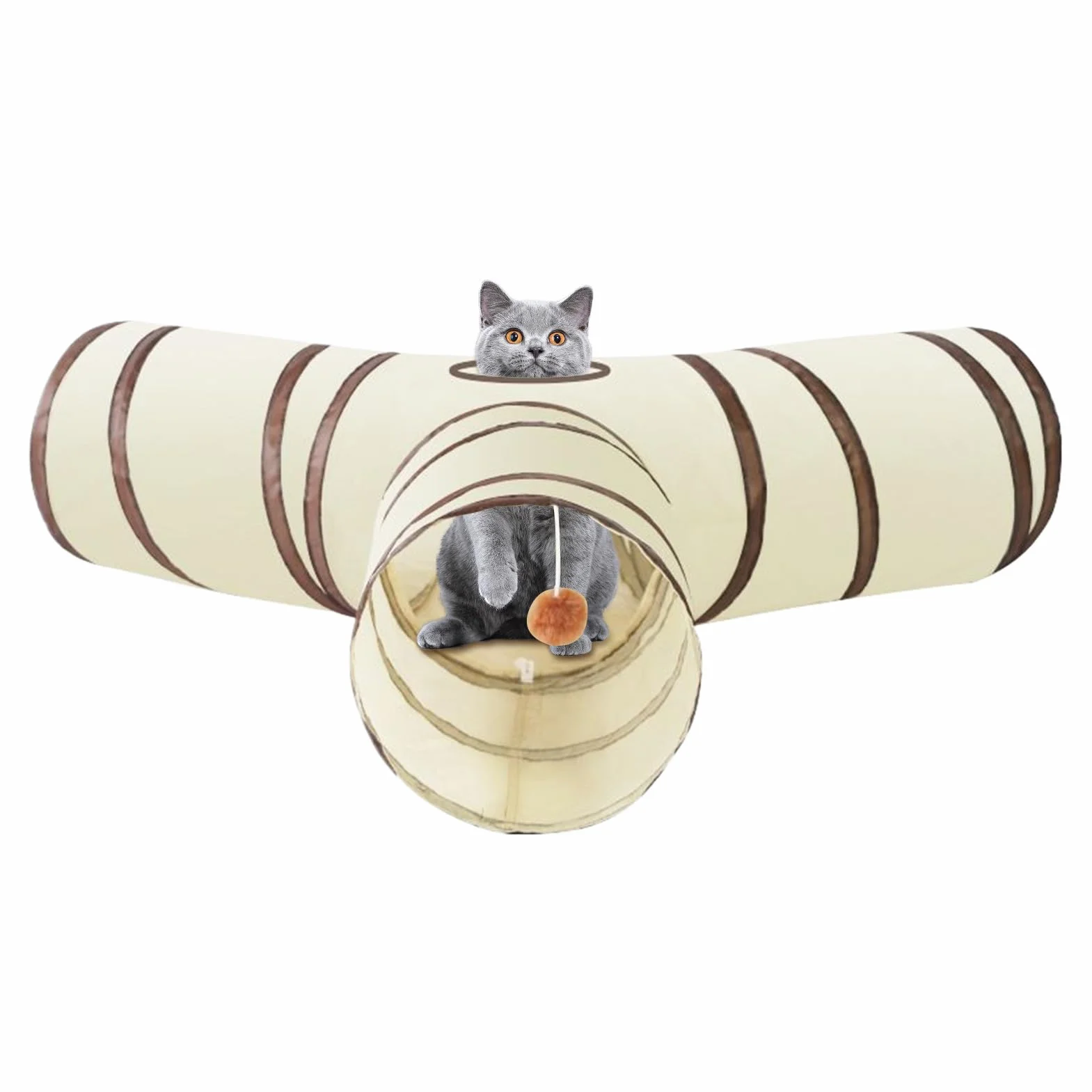 Tunnel pour Chat | Tunnel 3 Voies Jeu pour Chaton Jouet Interactif - pour Jeu Intérieur Exercise Stimulation Anti-Stress Chat Chaton Lapin Petit Animal