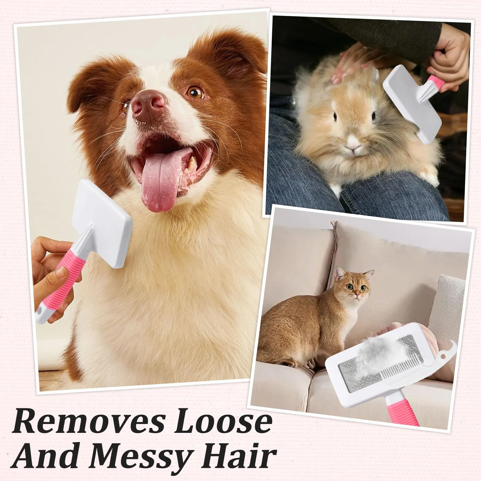 Kit de Toilettage pour Lapin 8 Pièces avec Coupe-ongles, Lime, Peigne à Puces, Gant de Bain, Brosse