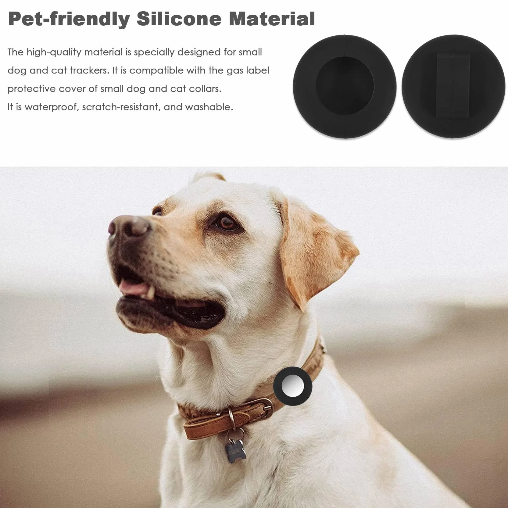 Support de Collier de Chat, pour Support de Collier de Chat Air Tag Compatible avec Le Traqueur GPS, Lot de 2 Housses de Protection Noir