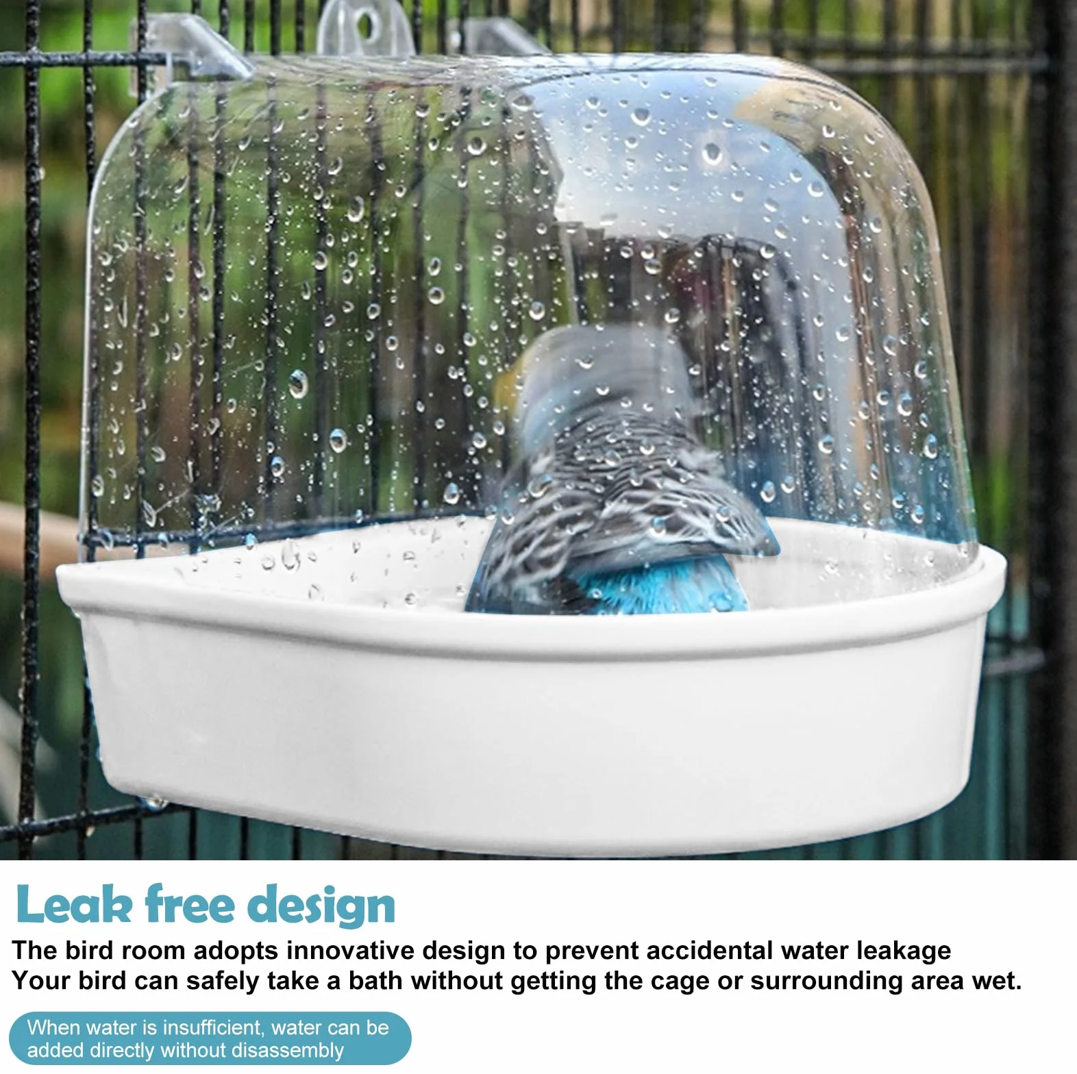 Bain d'oiseau multifonction suspendu : maison de bain pour cage à oiseaux, baignoire pour oiseaux, abreuvoir pour oiseaux, maison bol pour cage, accessoires pour inséparables, perruches,