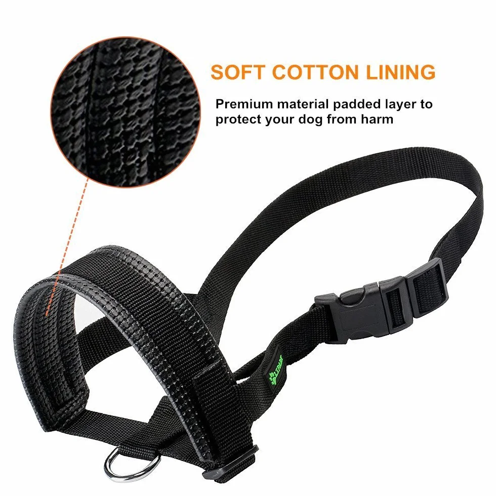 ILEPARK Muselière en Nylon Réglable pour Chiens Anti Aboiement Anti-Morsure XL Noir