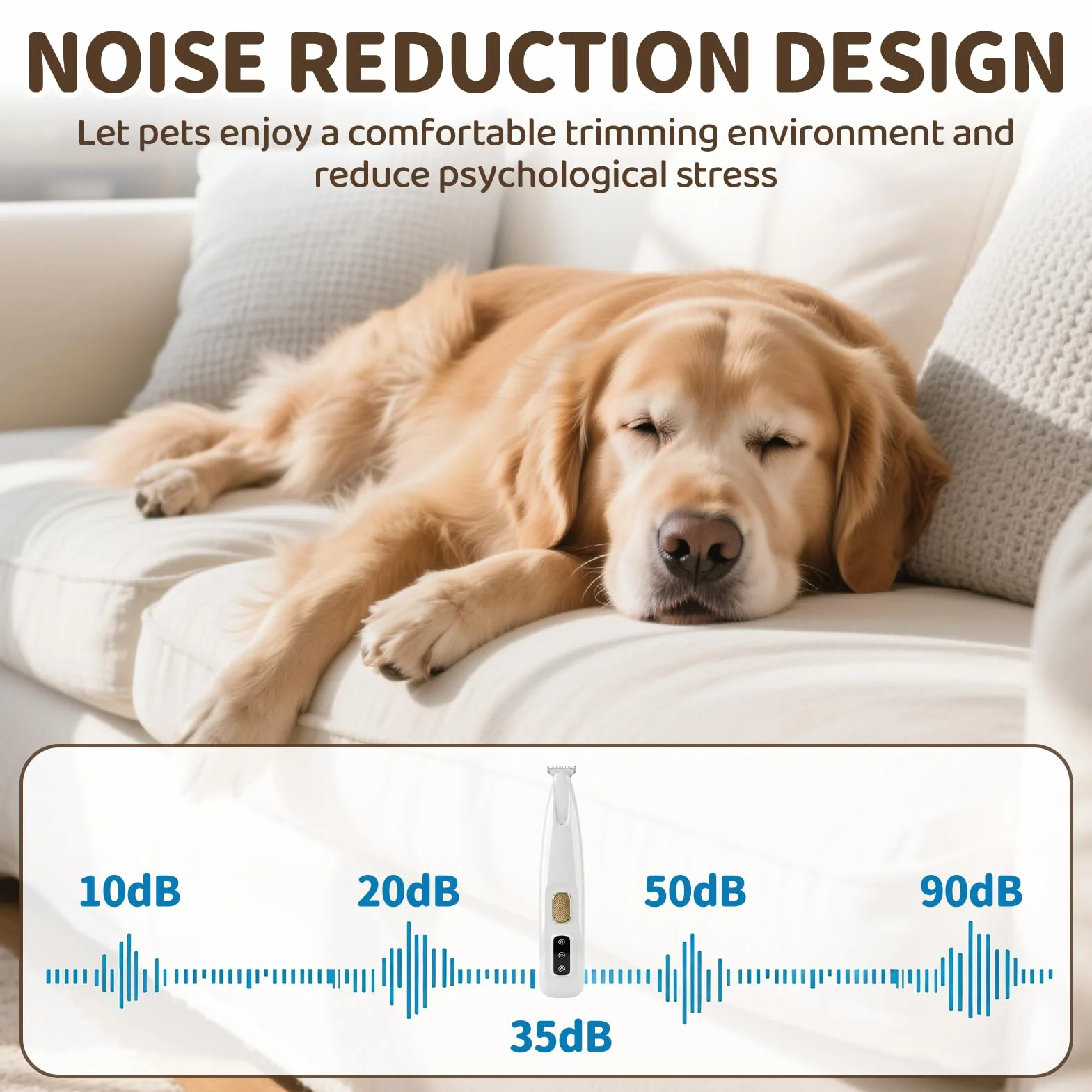 Tondeuse Chat et Chien Silencieuse Rechargeable USB, Lames Sûres Pour Poils Longs