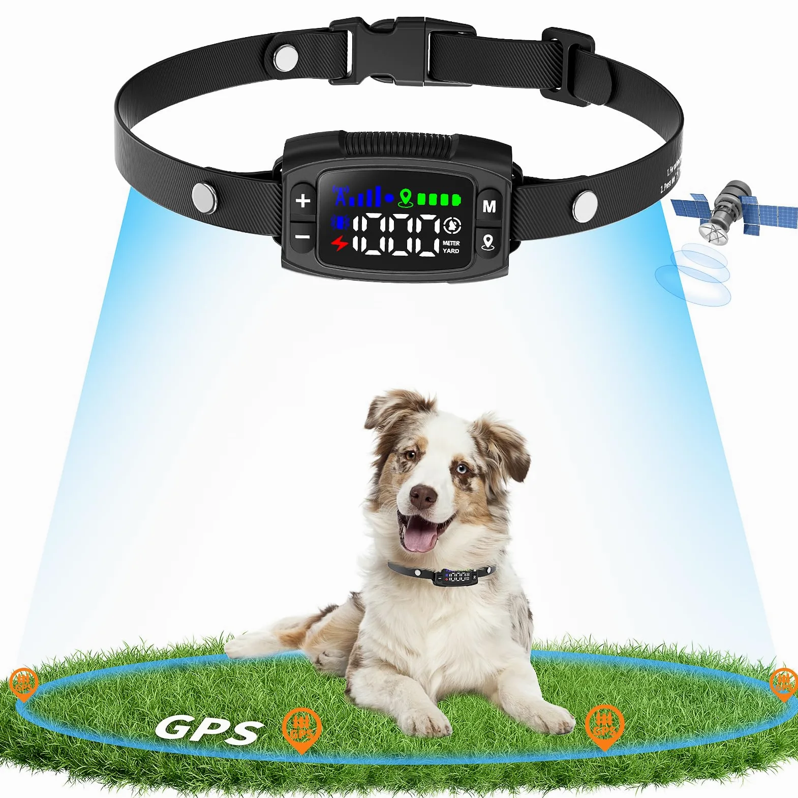 Collier Anti Fugue sans Fil GPS pour Chien, 1000M Réglable Amélioré, Chien Électrique Système Clôture