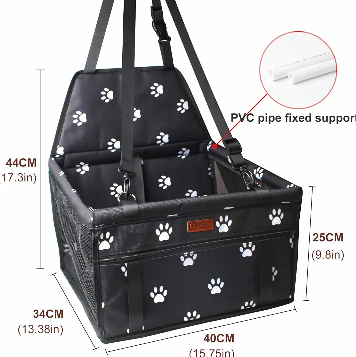 BYGD Siège d'appoint pour Chien avec Tige de Support de nivellement, siège d'auto pour Chien adapté aux Animaux de Petite et Moyenne Taille.