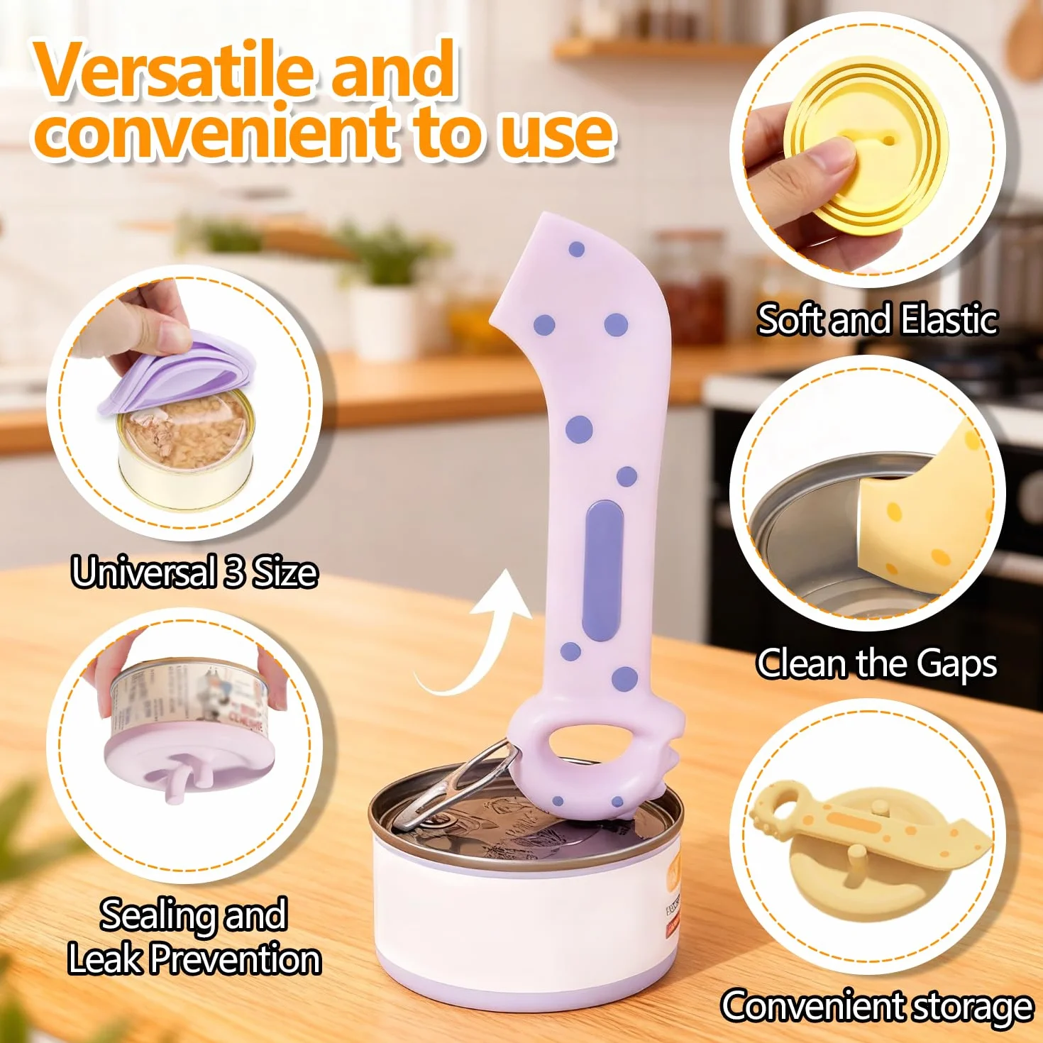 Couvercle Boite de Conserve Silicone Antidérapant D'étanchéité Ouverture Portable Ouvre-Boîte Multifonction pour Chats et Chiens