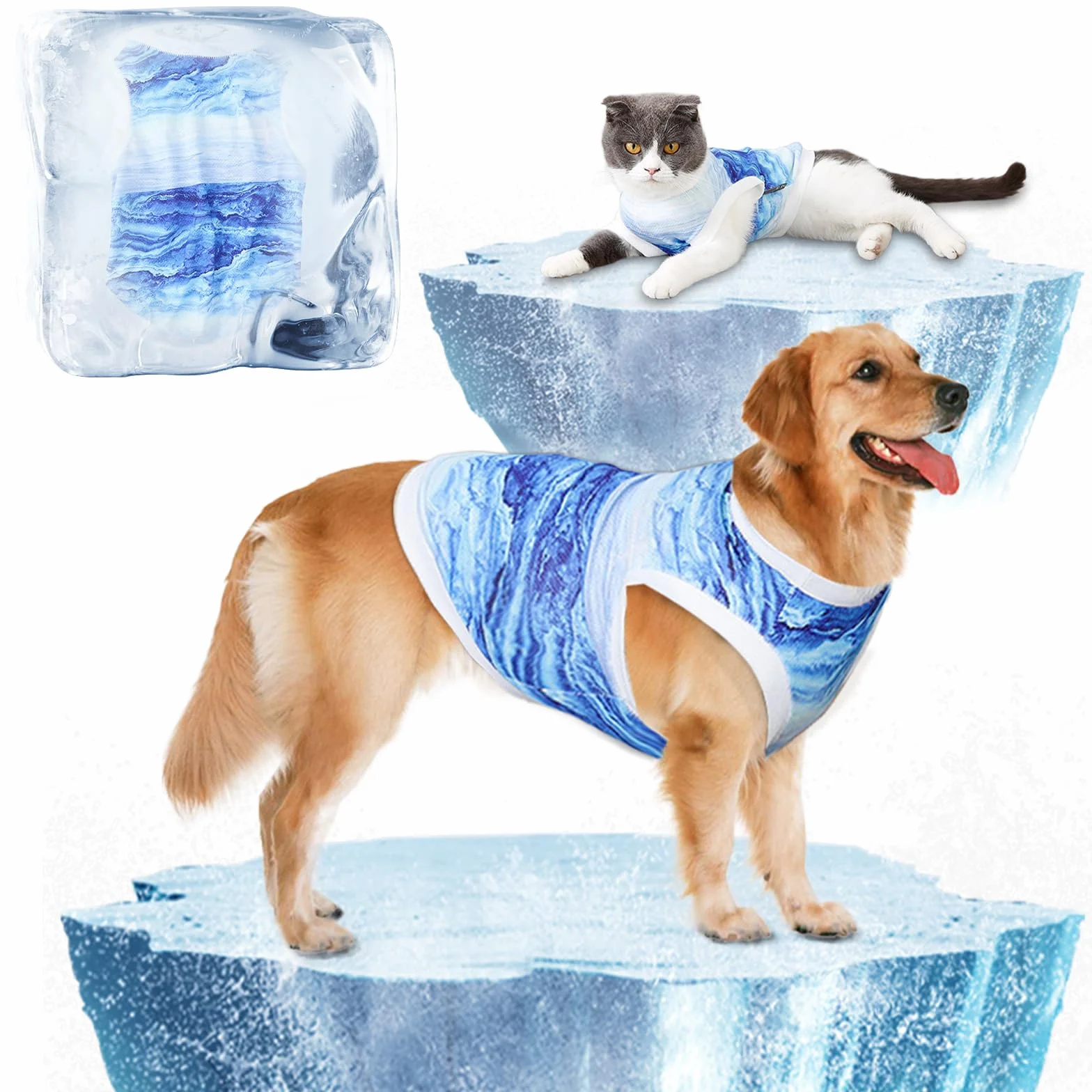 Gilet Rafraîchissant pour Chien shallyong Refroidissement T-Shirt Respirant Harnais Réfrigérant (M)