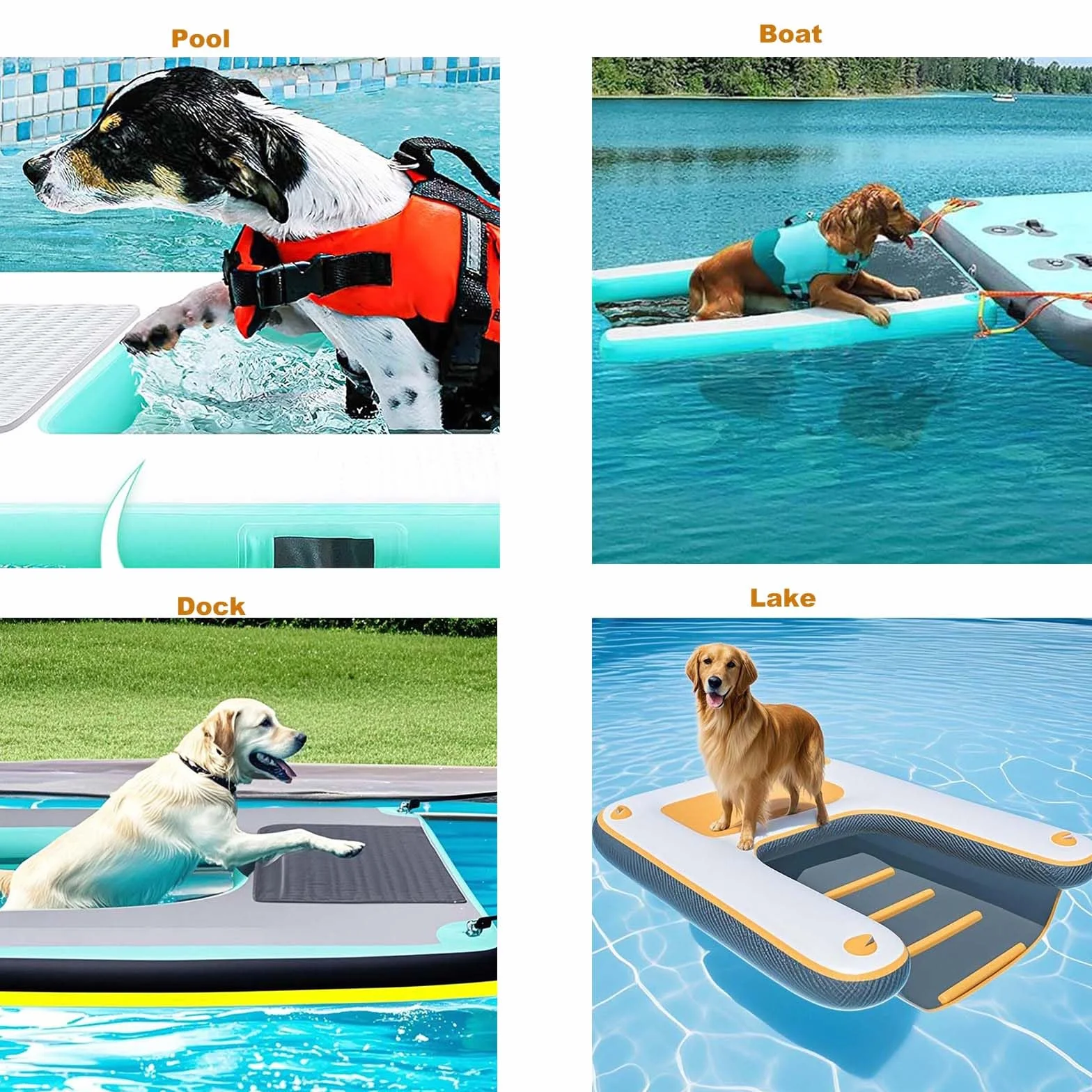 Rampe gonflable pour chien, échelle de quai flottante EVA antidérapante pour bateau, piscine, lac jusqu'à 100 kg