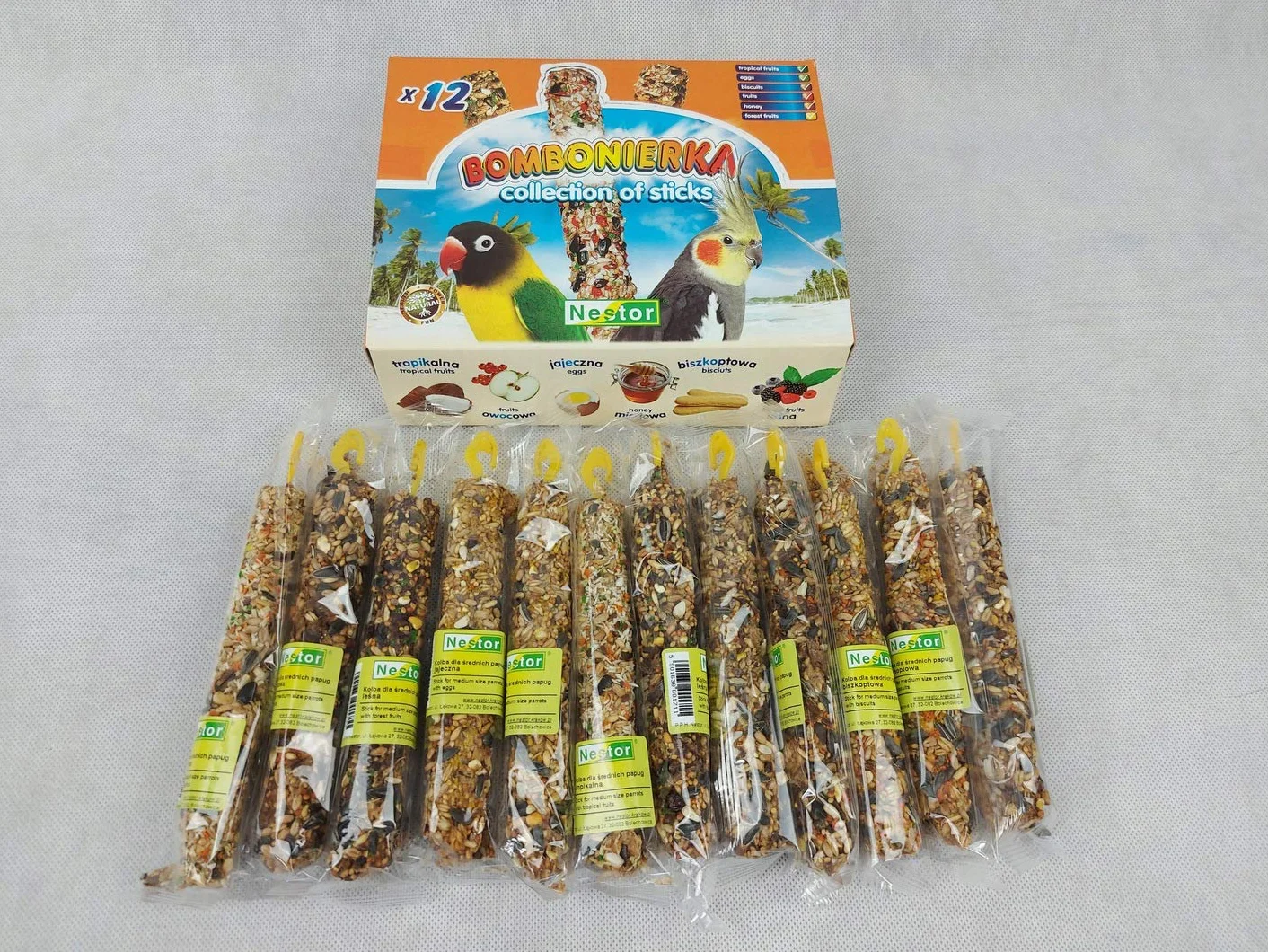 Grandes perruches Mangeoire à oiseaux Friandises 12 Barres Knabber Mix
