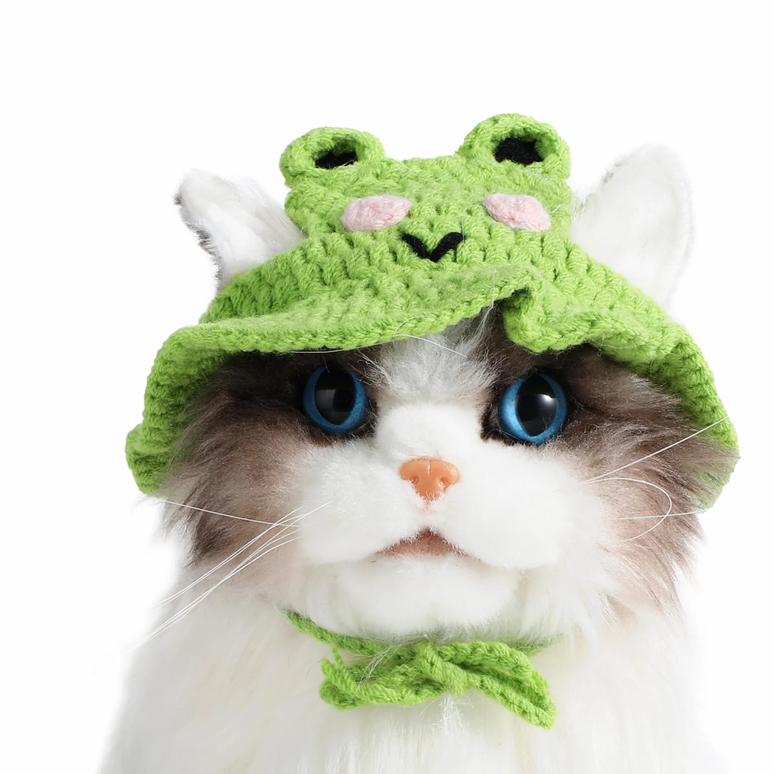 Chapeau d'Halloween en laine pour animal de compagnie - Bonnet tricoté pour chat - Costume de Noël (vert)