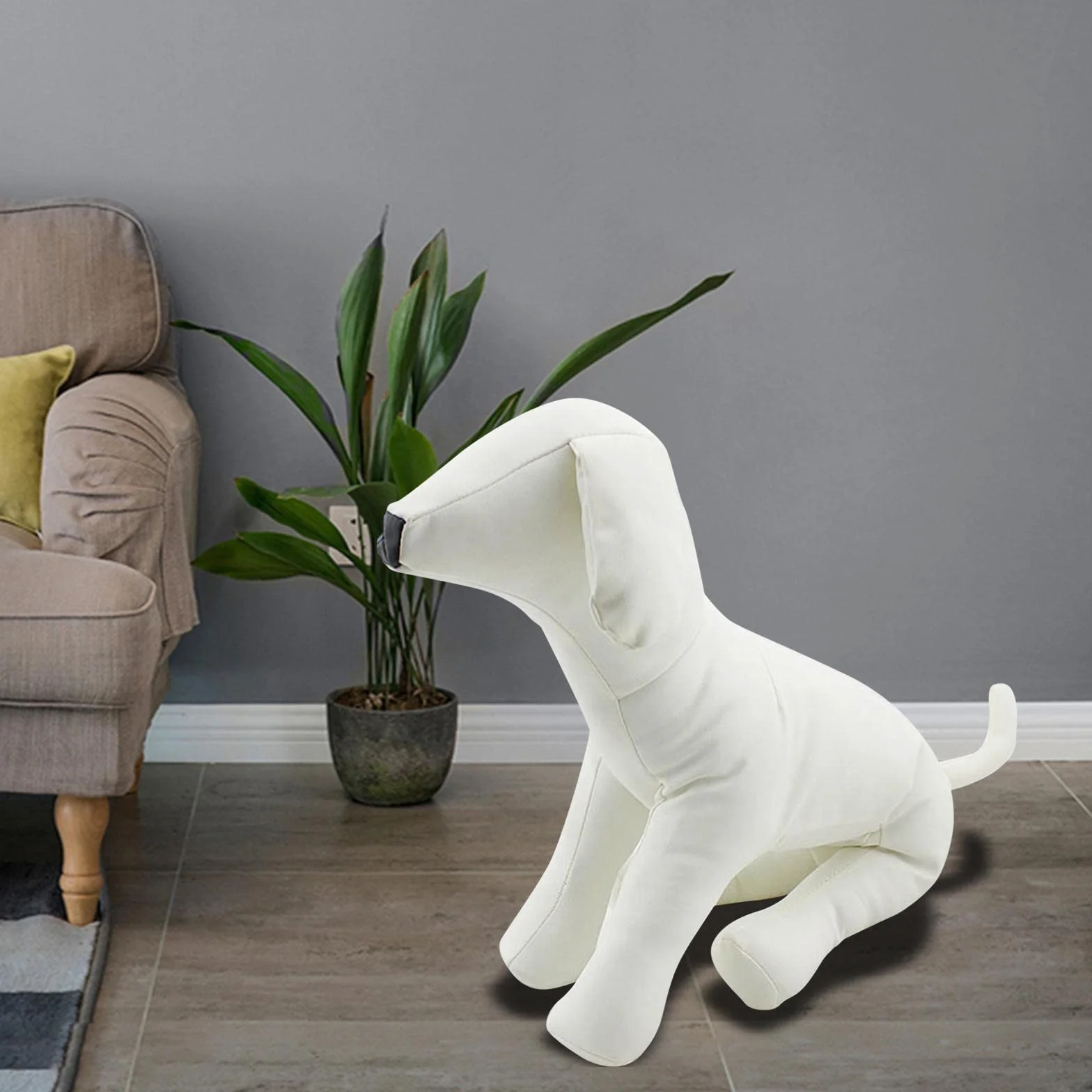 Mannequins pour Chiens en PU Taille L Blanc Assis pour Exposer des Vêtements