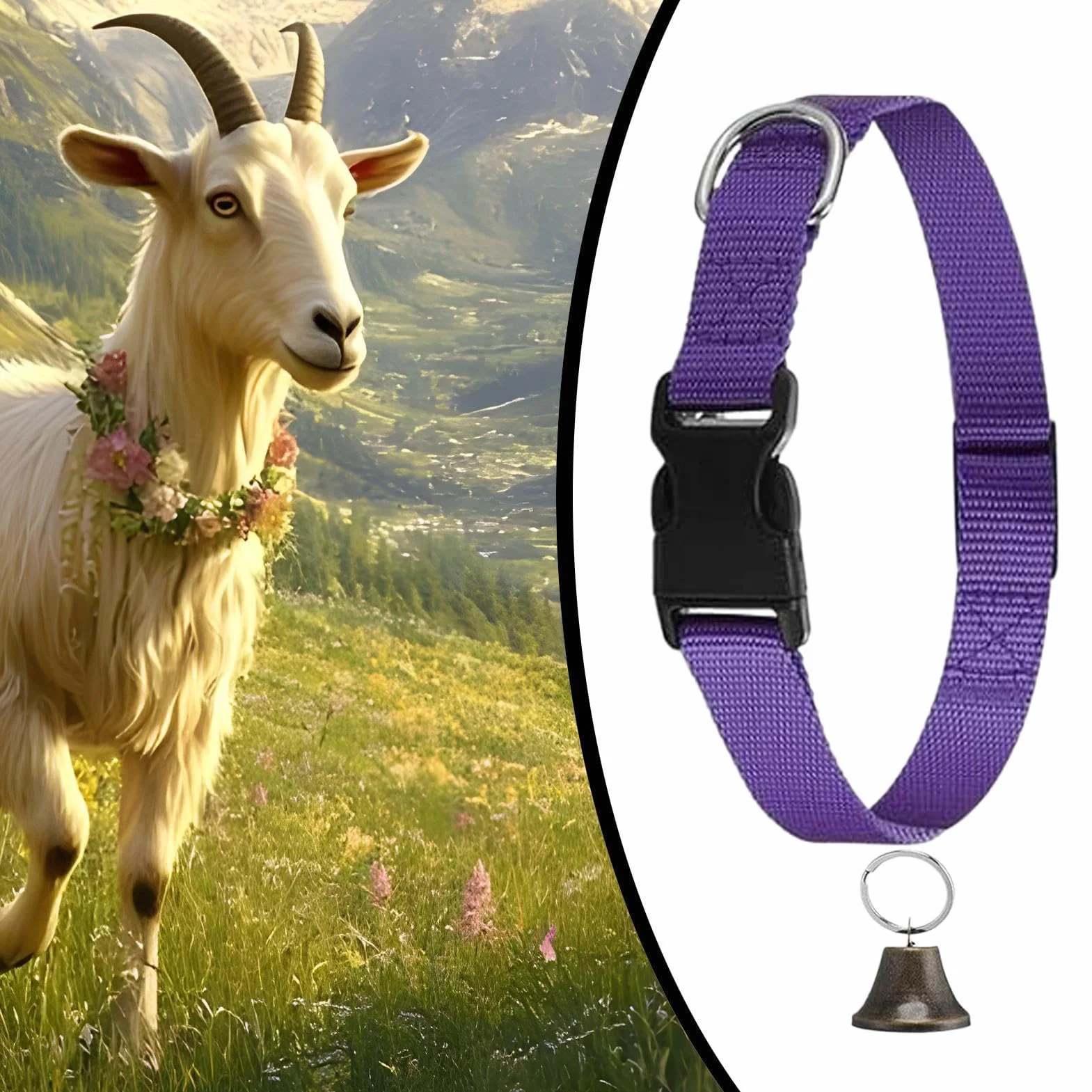 Collier pour Chèvres De Concours | Collier Réglable pour Moutons - Cloche Sonore Antiperte pour Pâturage – Accessoires d'Élevage pour Moutons, Vaches et Chèvres Domestiques