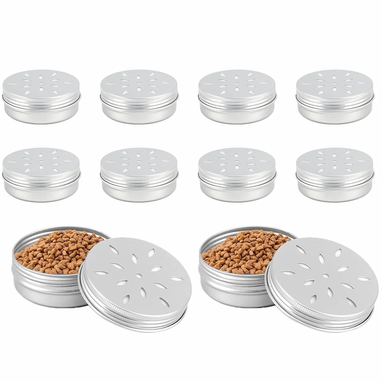 10 Pièces Récipients en Aluminium pour Parfum de Chien avec Ventilation, Boîtes Réutilisables