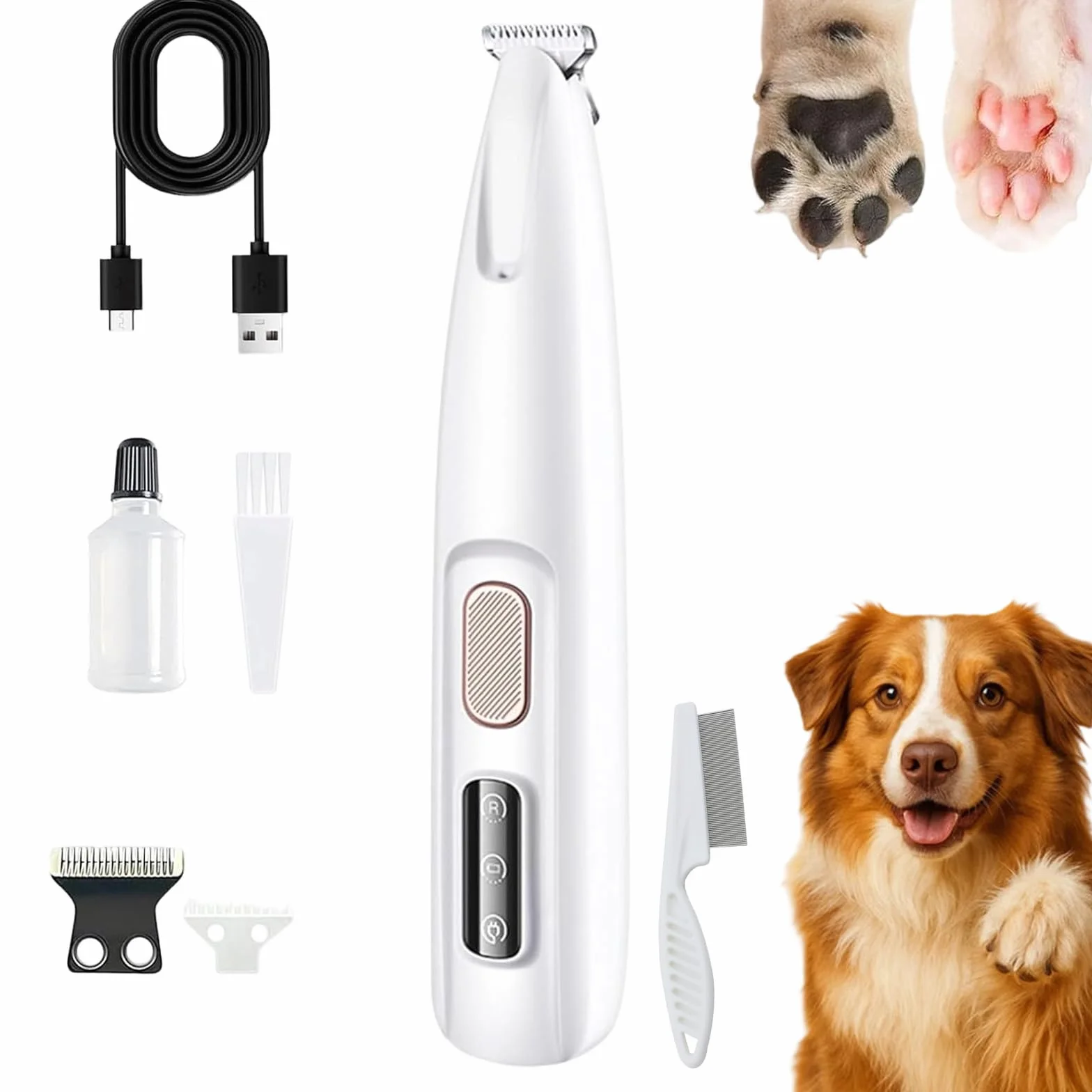 Tondeuse pour Chat Patounet Électrique Ultra-Silencieuse Rechargeable Lames Sûres Hypoallergéniques