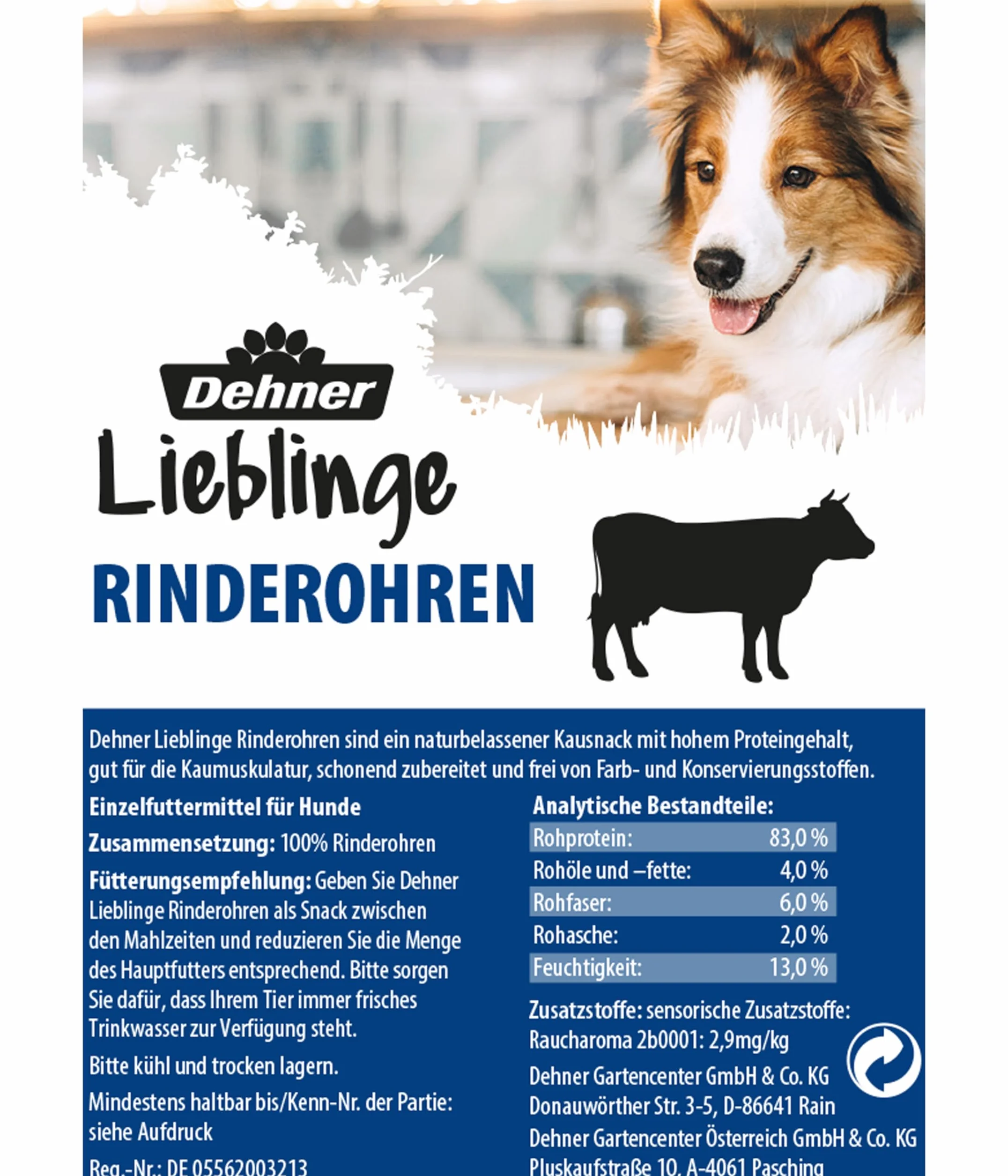 Dehner Lieblinge Friandises pour Chien 100% Naturelles Oreilles de bœuf 660 g