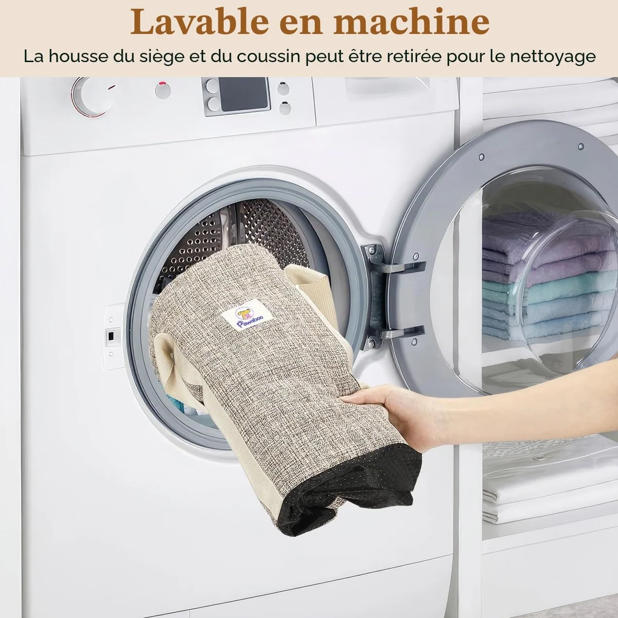 Siège d'Auto pour Petit Chien avec Boucle de Fixation et Laisse de Sécurité, Sac de Transport Rembourré jusqu'à 25 Livres, Brun + Beige