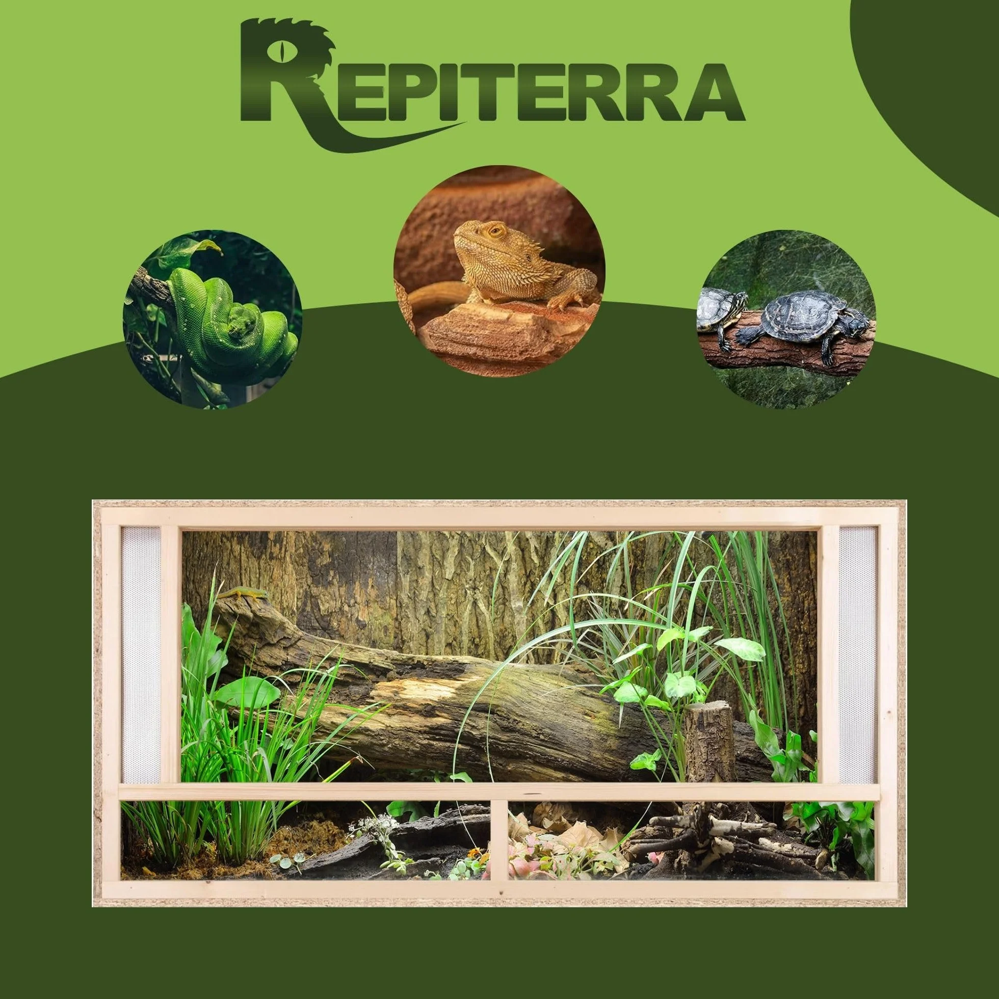 REPITERRA Terrarium En Bois OSB 120x60x60cm avec Aération Facile à Monter