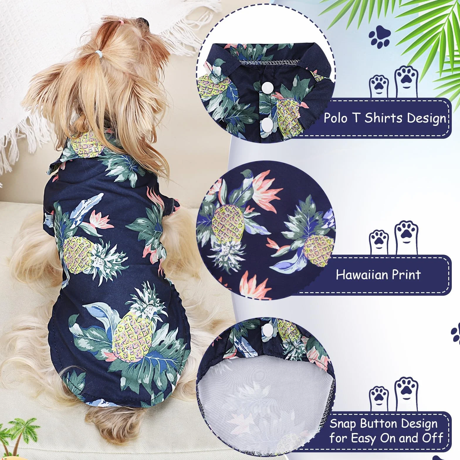 Chemise Hawaïenne pour Chien Azul Marino XL