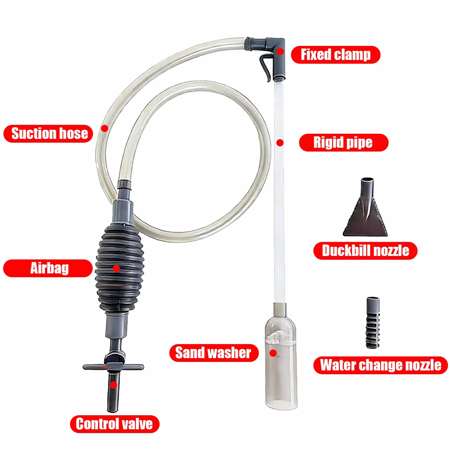Pompe Siphon Nettoyage Aquarium Brosse Changement d'Eau Grattoir Algues