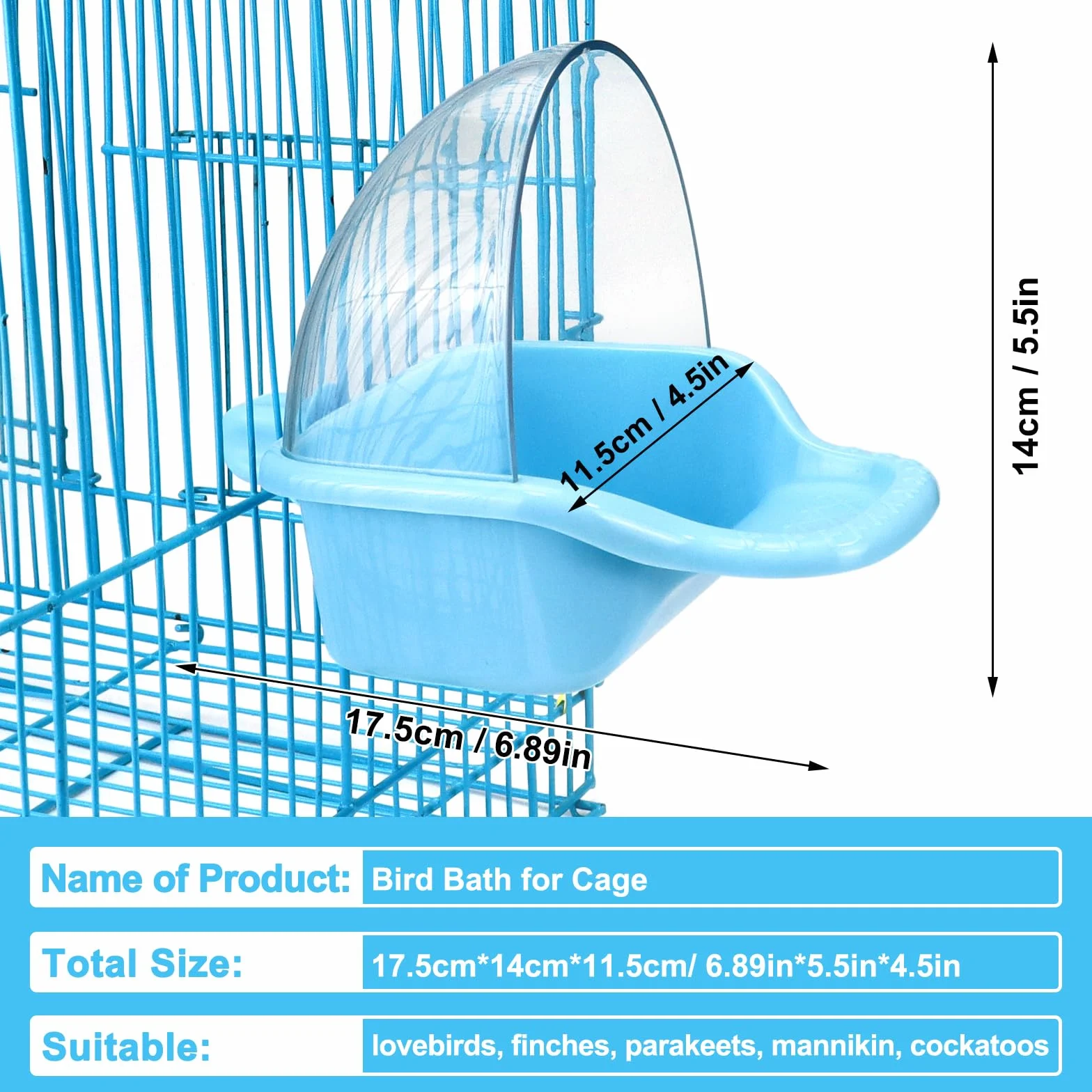 Boîte de Bain à Oiseaux à Suspendre - Jouet pour Perruche - Baignoire pour Perroquet - Baignoire pour Perroquet - Baignoire pour Oiseaux - Accessoires pour Petits Oiseaux, perroquets, calopsittes