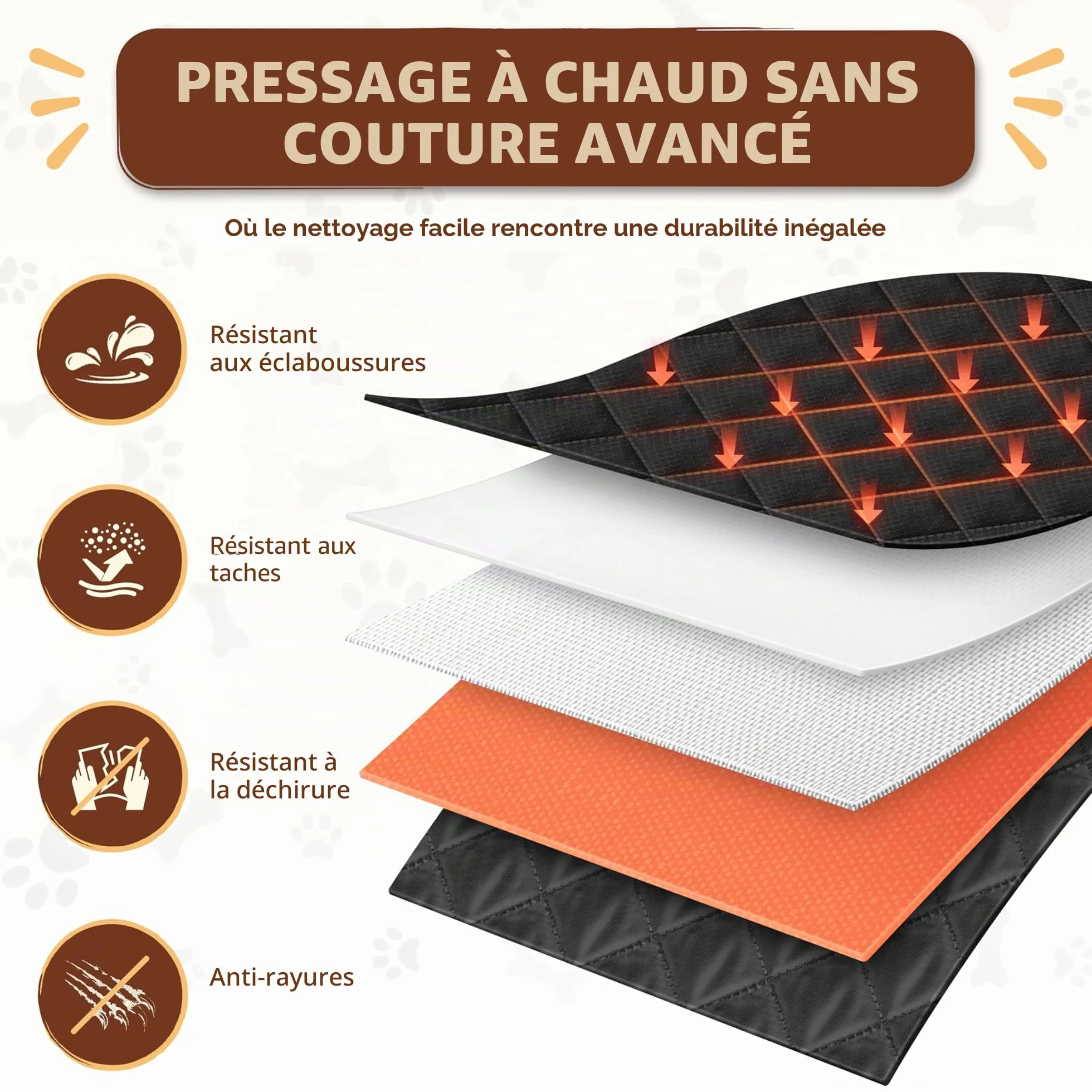 Siège Auto Chien Extra Stable Waterproof Transport Voiture Arrière avec 8 Tiges Jusqu'à 26 kg