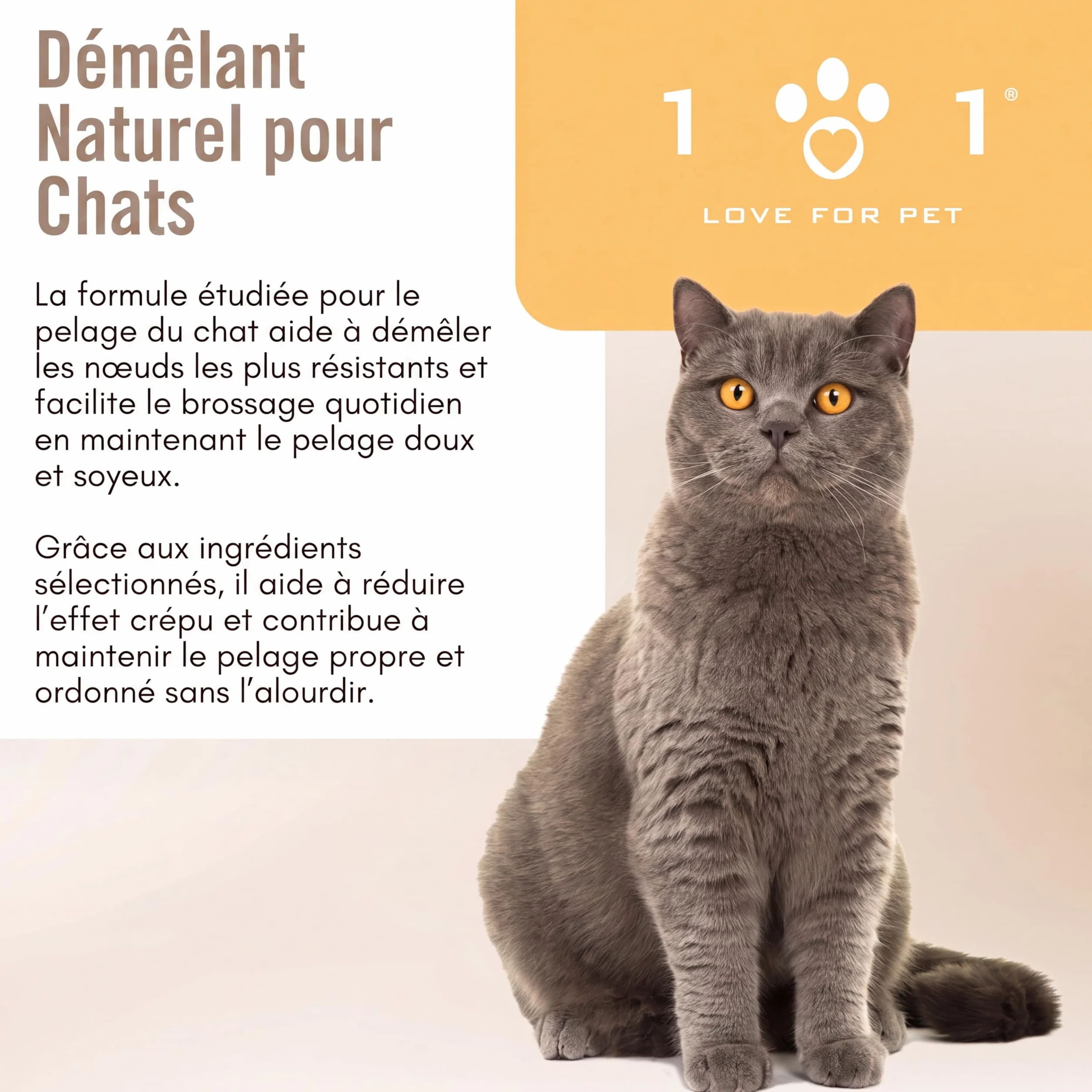 Linea 101 Démêlant Chat Poils Longs 250 ML Spray Soin Vegan sans Rinçage