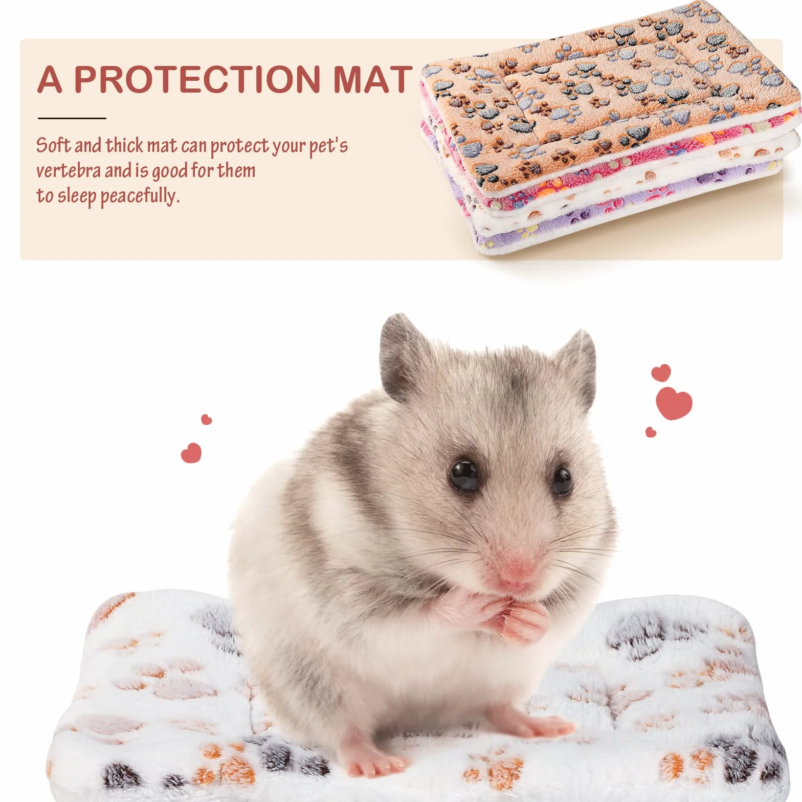 Hestya 4 Tapis de Lit pour Chien Ultra Doux avec Imprimés Mignons Coussins de Cage Réversibles Lavables Épais Matelas en Polaire pour Petits Animaux Chat Cochon d'Inde (32 x 25 cm)