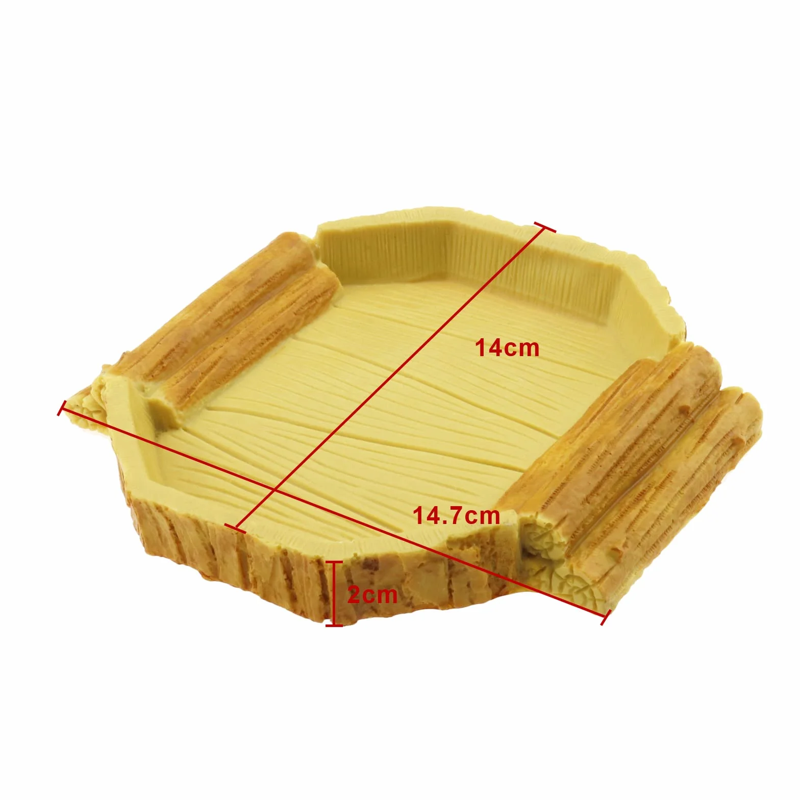 Bol à Eau Plat pour Reptiles 14.7x14x2cm Résine Jaune