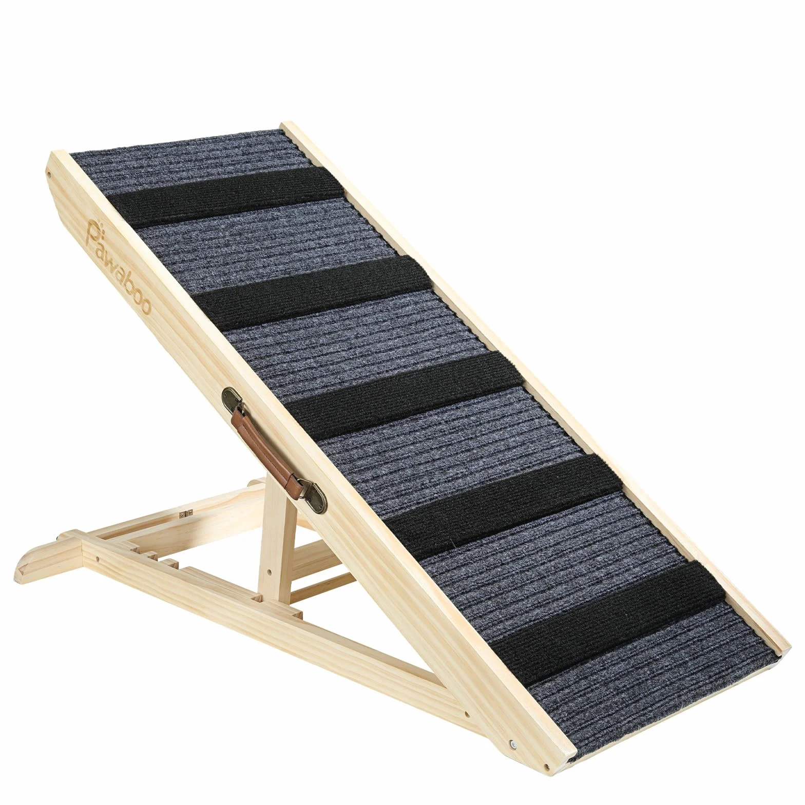 Pawaboo 100 * 40cm Rampe Portable en Bois, Escalier Adjustable pour Chien avec 4 Hauteurs Réglables de 11,6'' à 22,4'', Rampe pour Chien Chat à 143lbs pour Canapé Auto Lit, Extra Large, Bois
