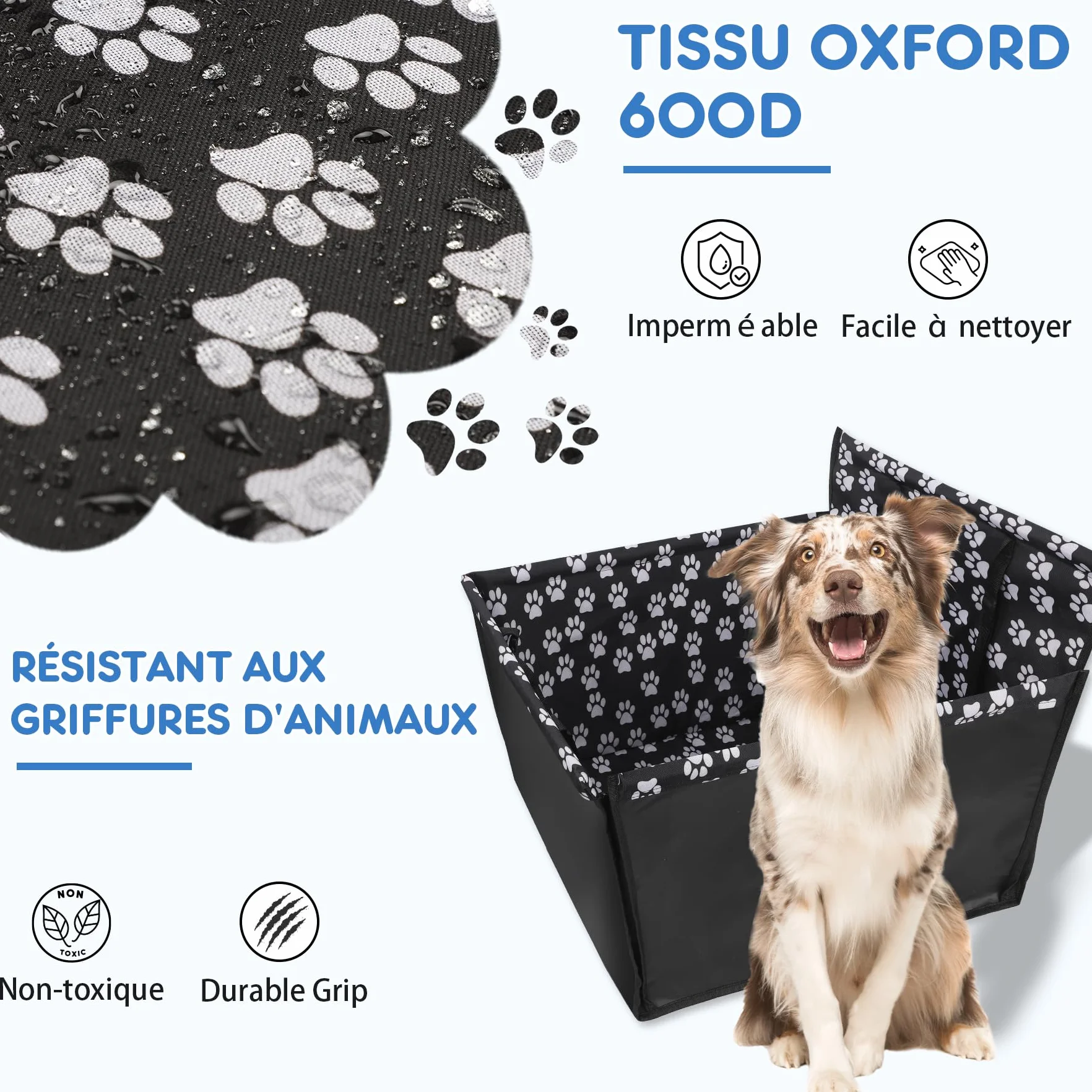 Wimypet Siège Auto Chien 3-en-1 Étanche Tissu Oxford 68x57x33 cm