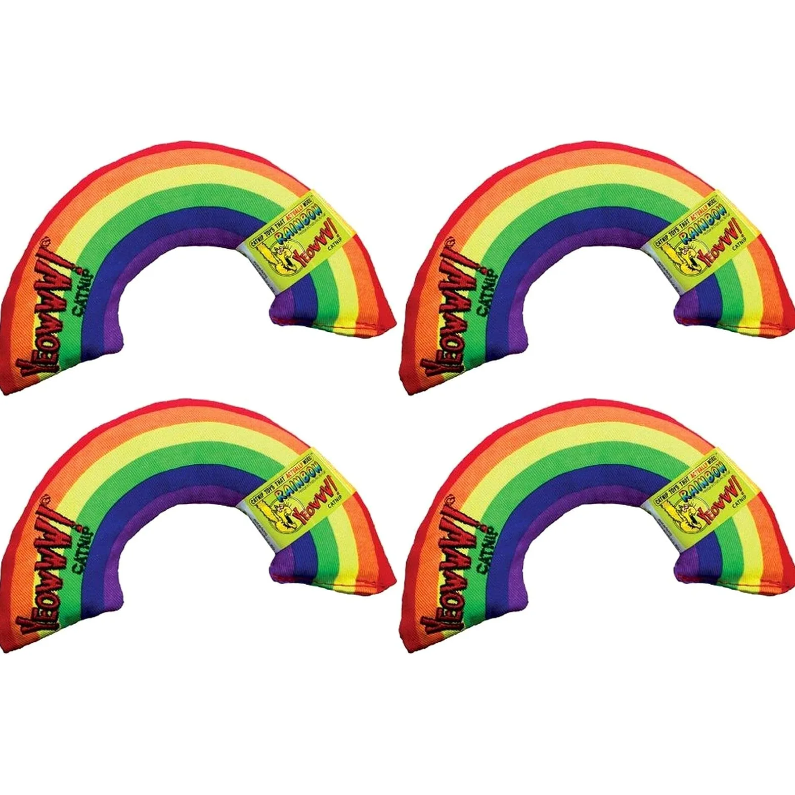 YEOWWW Duckyworld 100% bio Feuille d'herbe à chat jouet pour chat et fleurs Rainbow Lot de 4