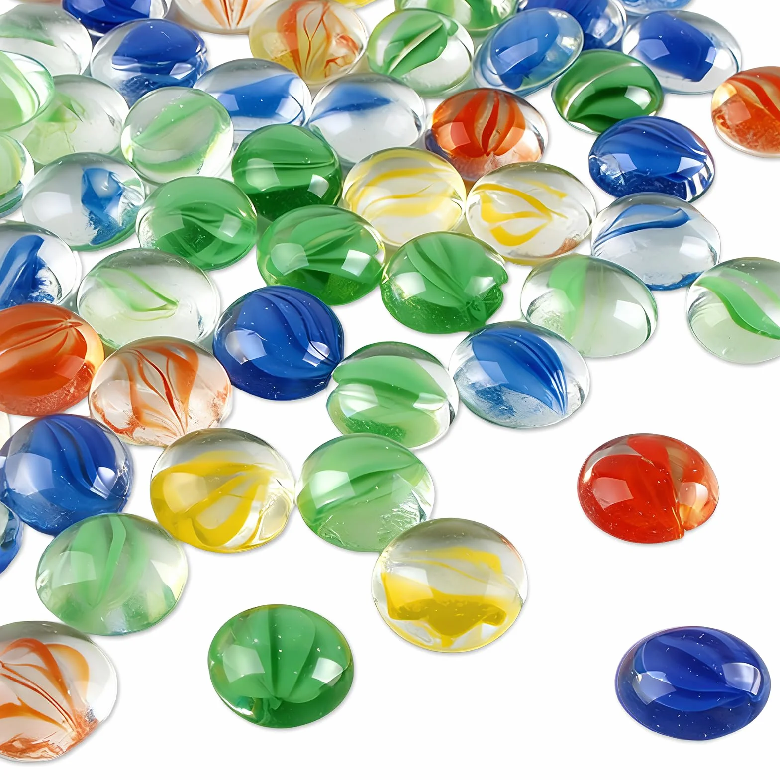 Dellyy Galets Décoratifs en Verre Multicolores 100 Pièces 16–20 mm Billes Plates pour Vases Aquarium Décoration