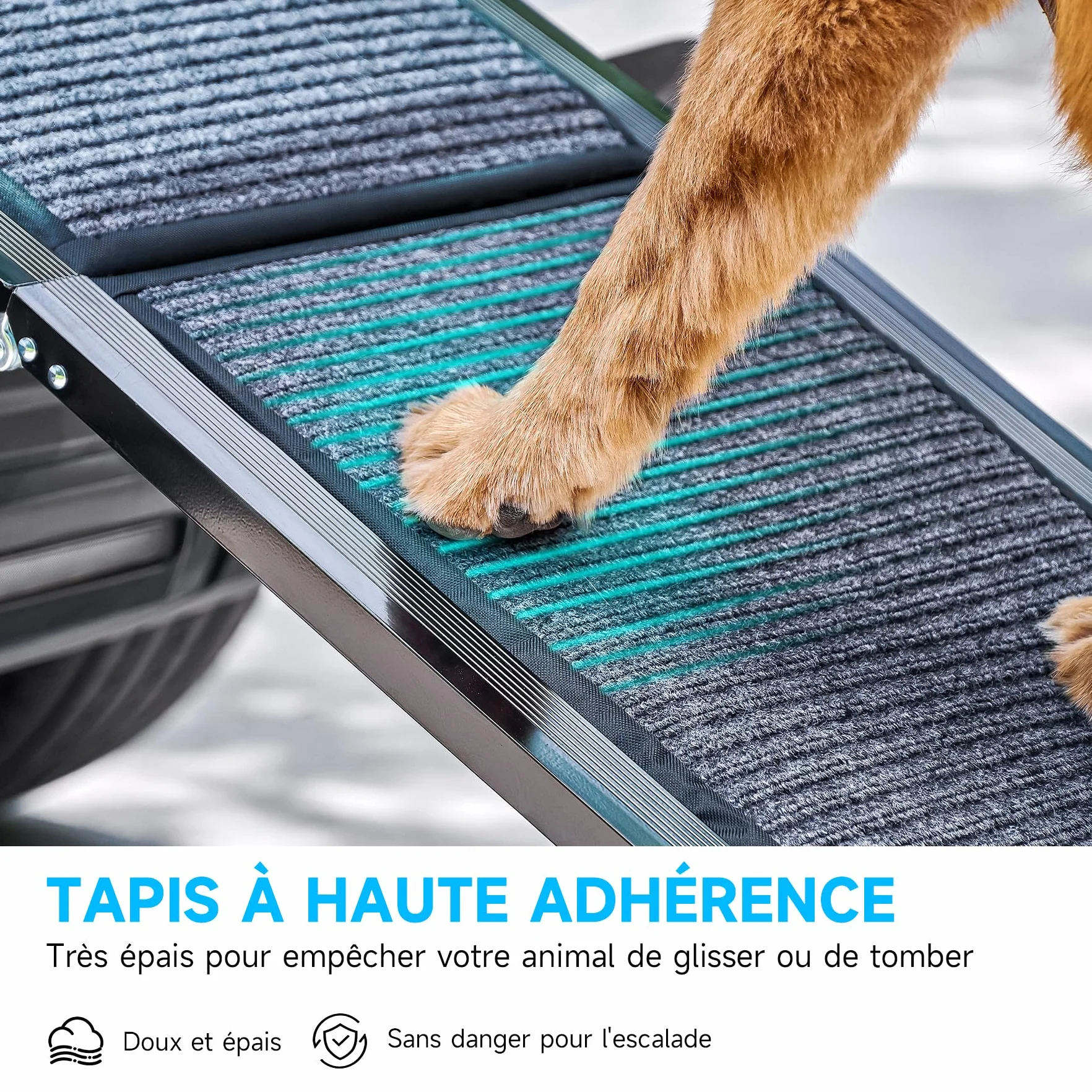 CO-Z 160×44 cm Rampe pour Chien Voiture Pliable Capacité 90 kg Surface Antidérapante Escalier Rampe D'accès Voiture pour Chiens Portable pour Animaux Grand Chien Chat Intérieure Extérieure