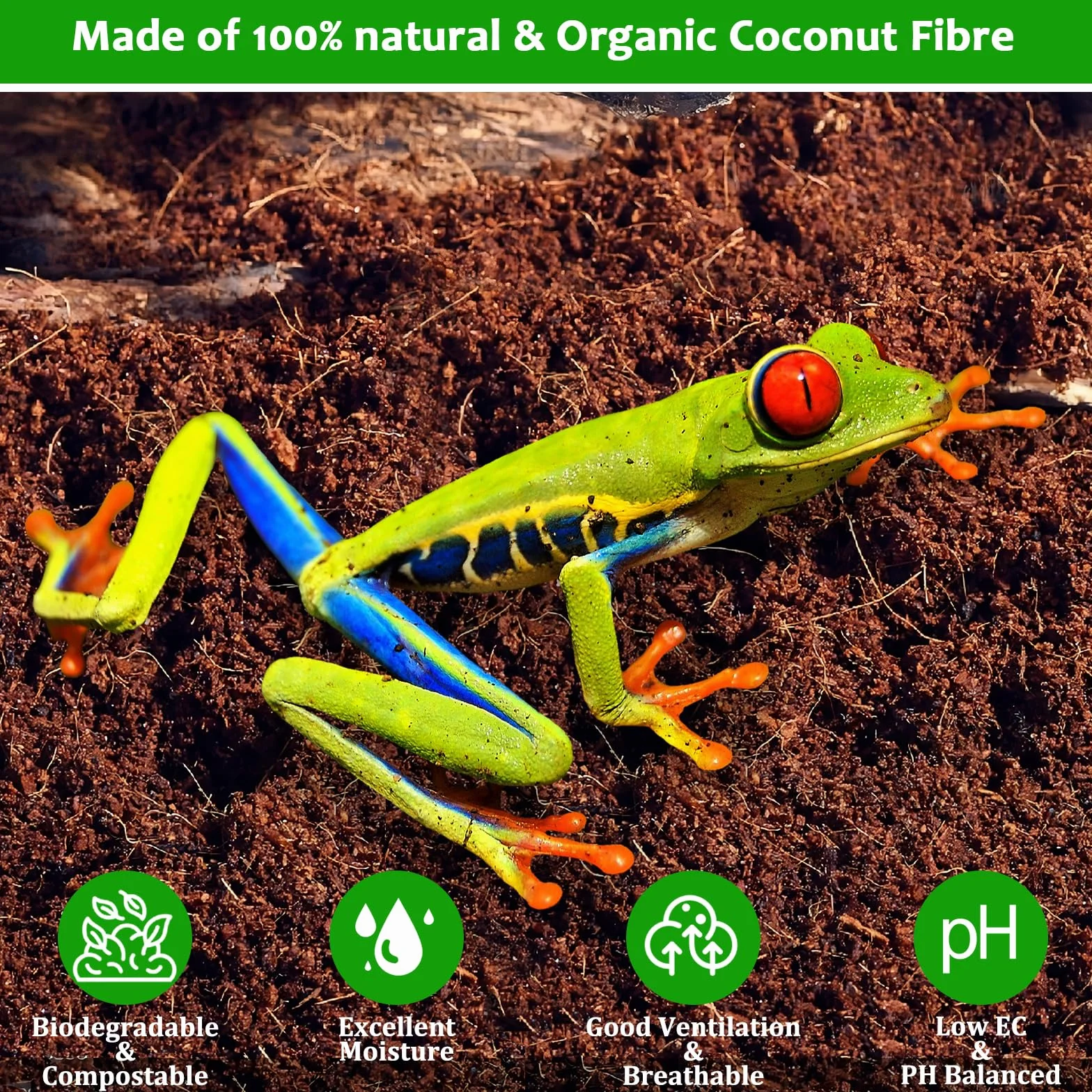 Riare Substrat Naturel en Fibre de Coco pour Reptile - Literie de Terrarium en enveloppe de Noix de Coco compressée de qualité supérieure pour Reptiles, Tortues, Grenouilles, Serpents (6)