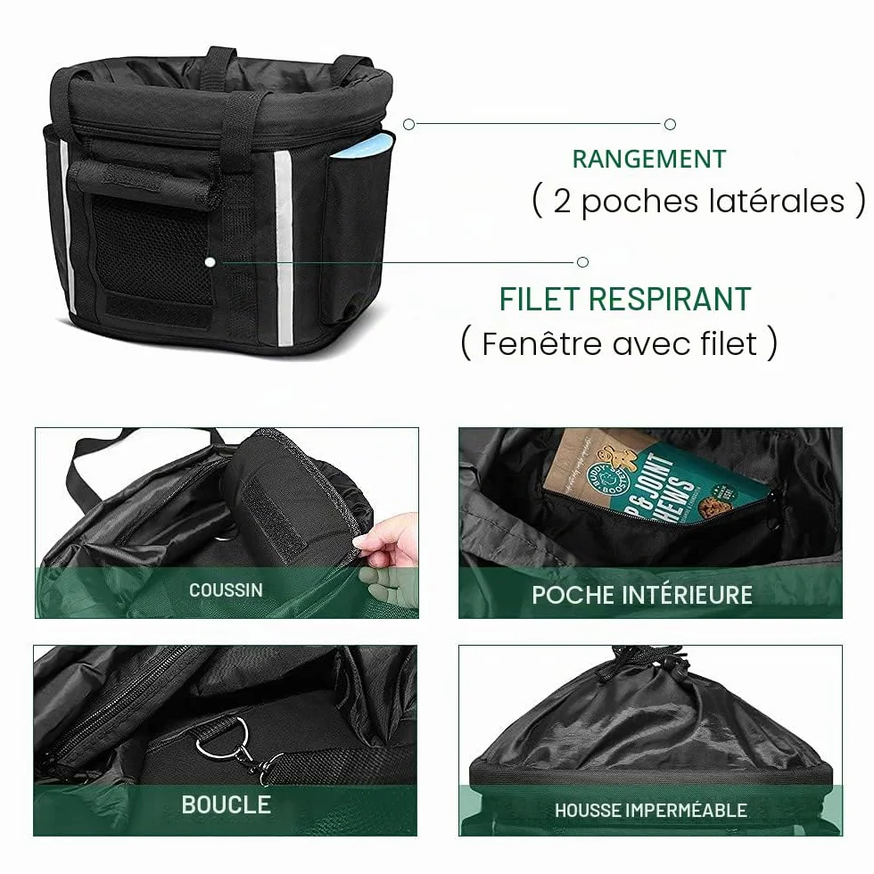 ANZOME Panier avant pour chien vélo amovible avec ceinture de sécurité