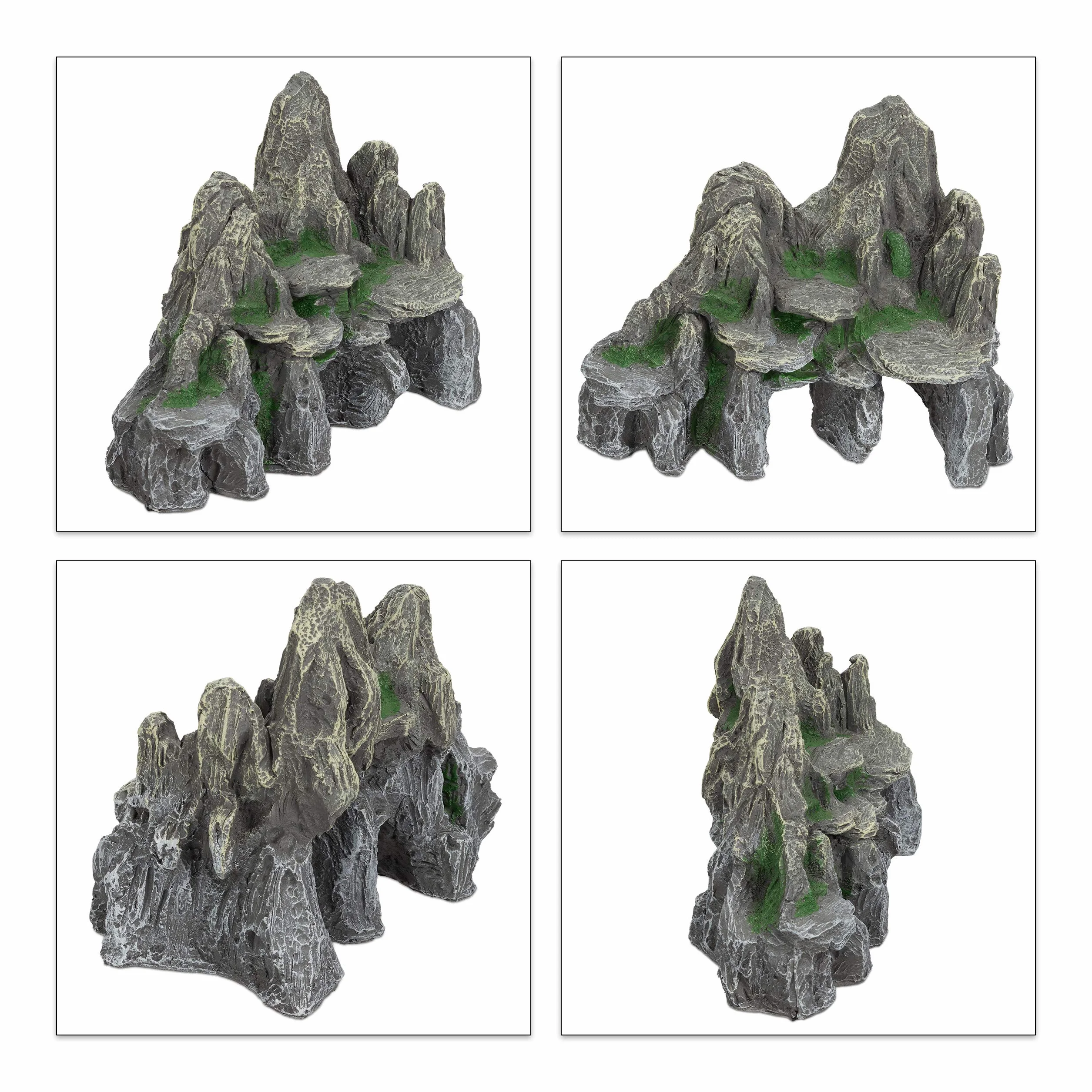 Relaxdays déco d'Aquarium Rocher Grotte 21 cm Gris-Vert