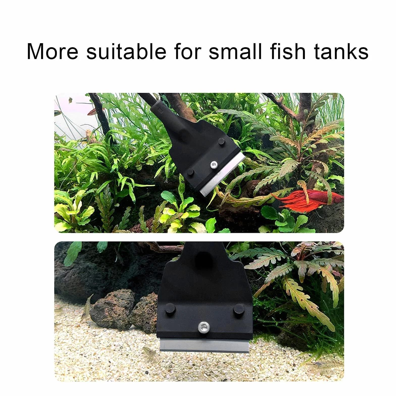 Grattoir à Algues pour Aquarium avec Manche Long, Nettoyeur de Verre avec Lames Remplaçables