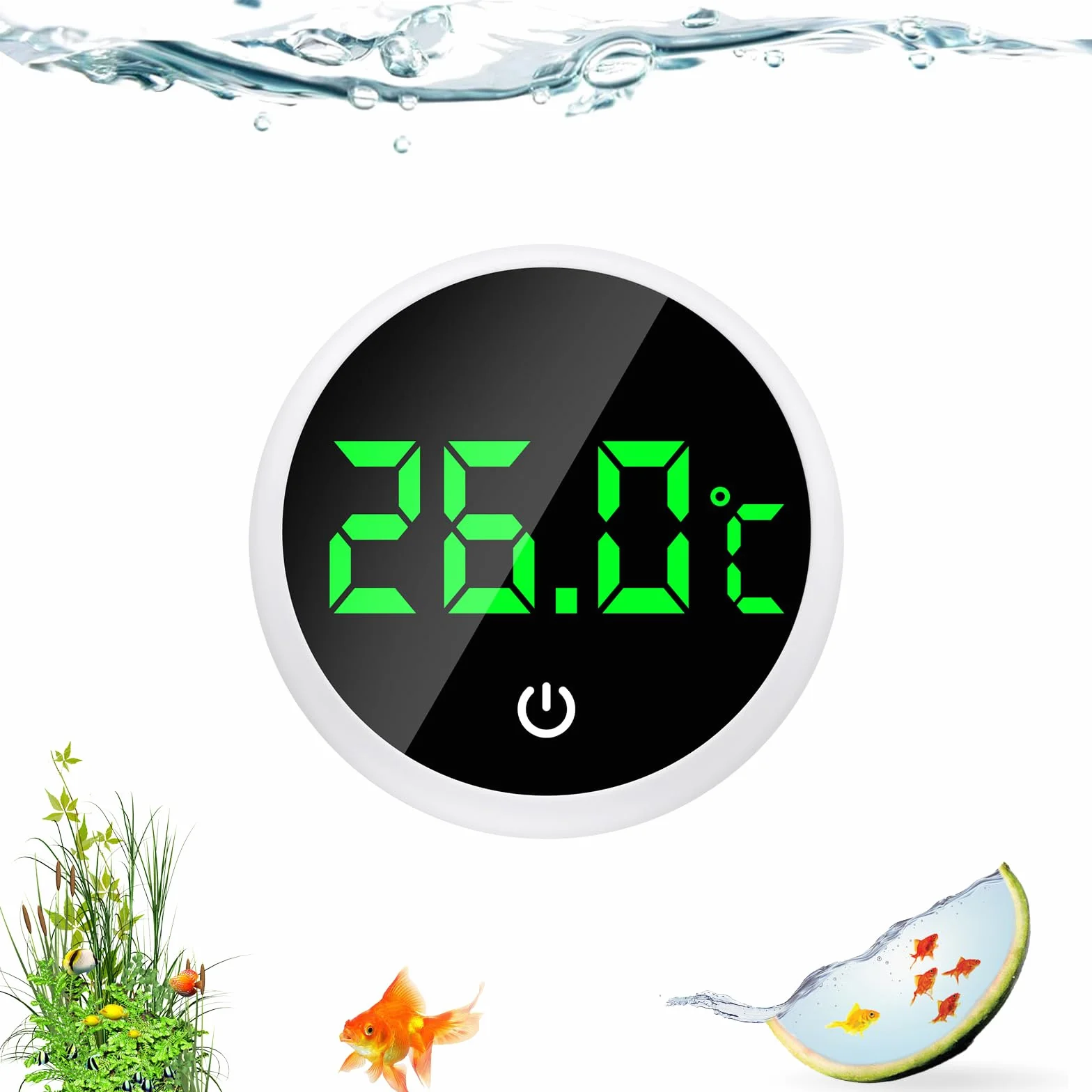 Flintronic Thermomètre d'Aquarium Numérique, Affichage LED, Capteur de Température Haute Précision