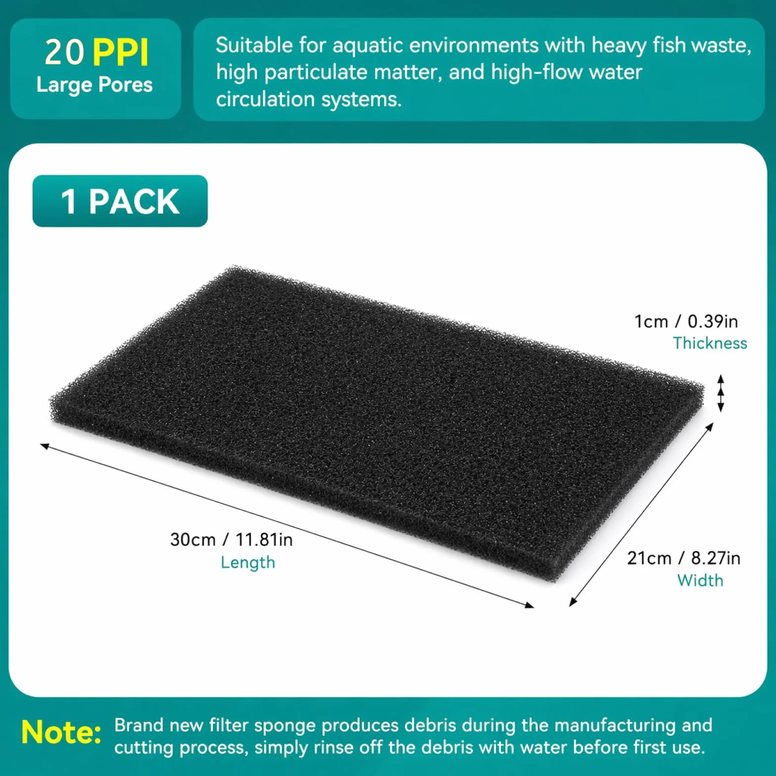 Mousse de Filtre à découper 300x210x10mm pour Pompe Aquarium Bassin Universelle 20ppi (300x210x10mm 20ppi)