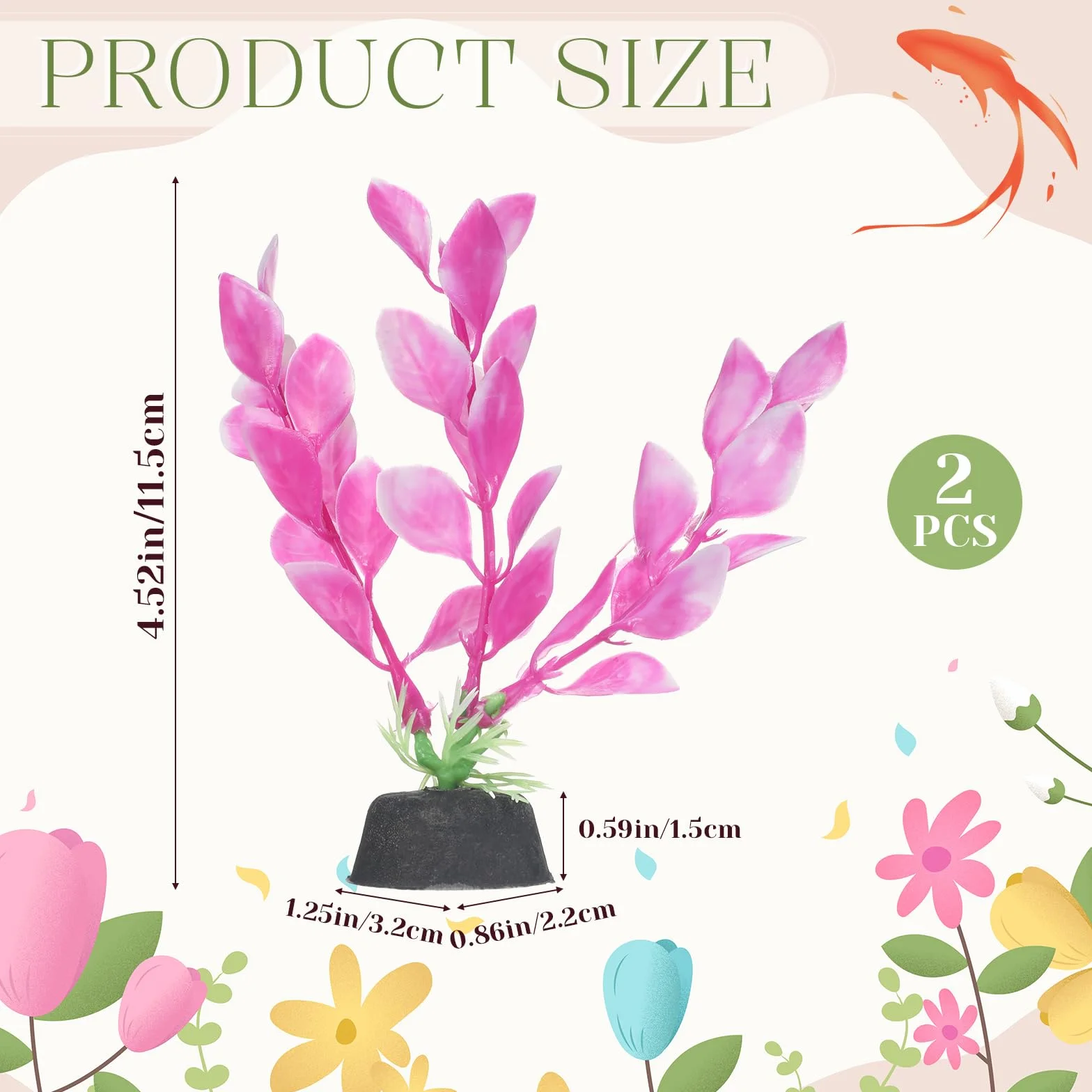 Plantes d'aquarium Betta 10,2 cm, lot de 2, décoration, herbe décorative (rose)