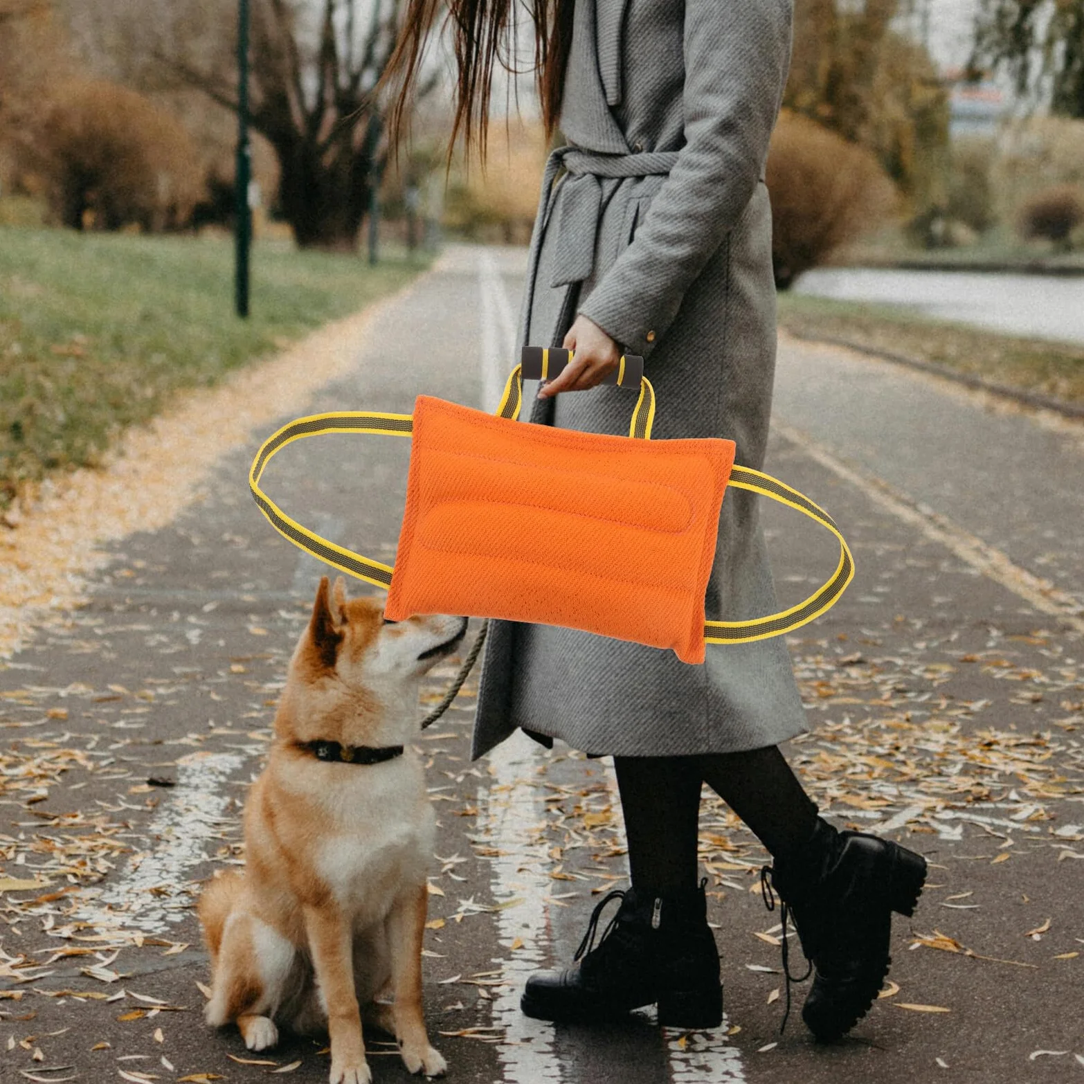 Manchon Résistant aux Morsures pour Dressage de Chiens Mordants Coussin à Mâcher Professionnel en Tissu Doux Orange
