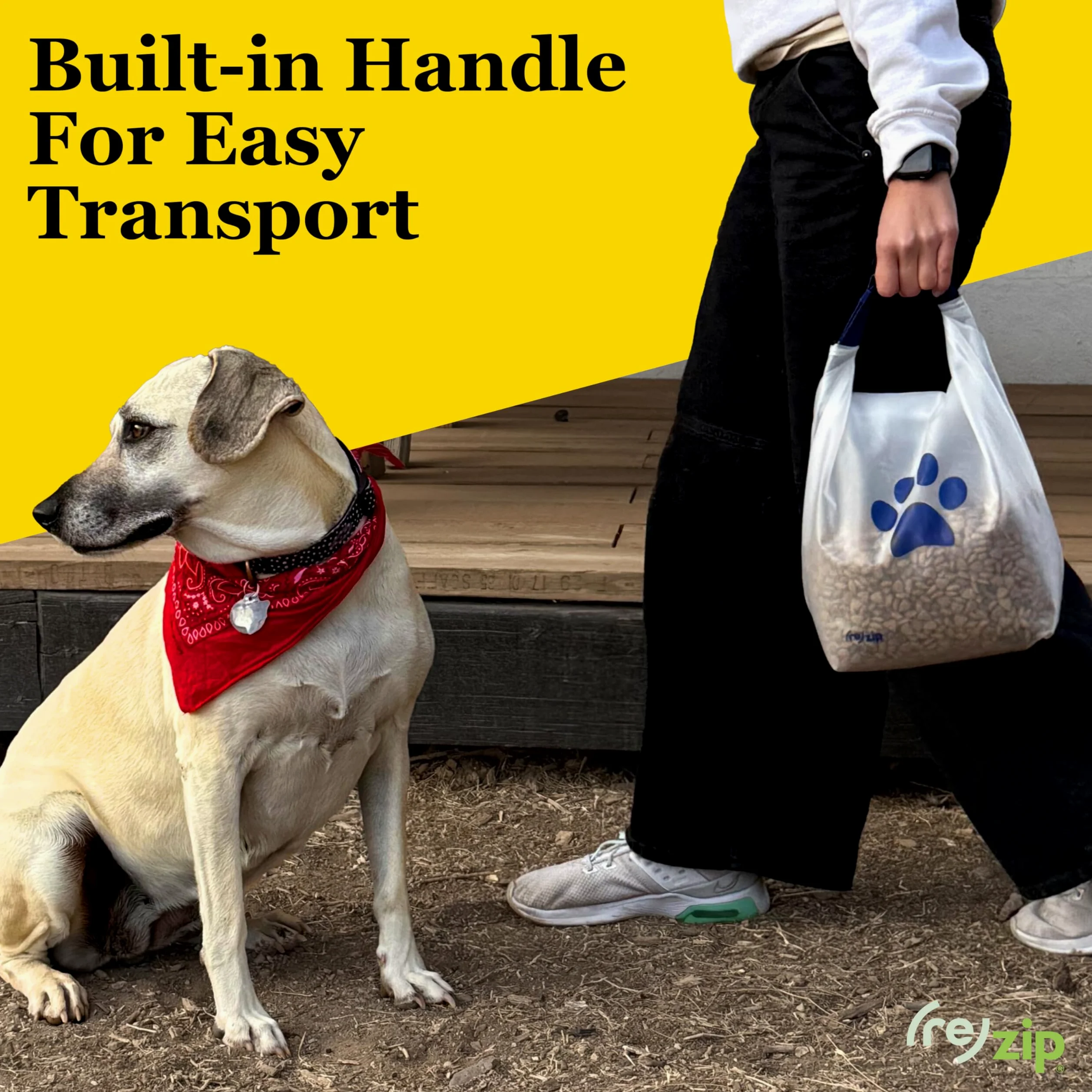 (re)zip Sac de rangement pour nourriture pour animaux domestiques (14 tasses) | Sans BPA, qualité alimentaire, sans danger pour les animaux | Garde les croquettes fraîches pour le camping, la planche