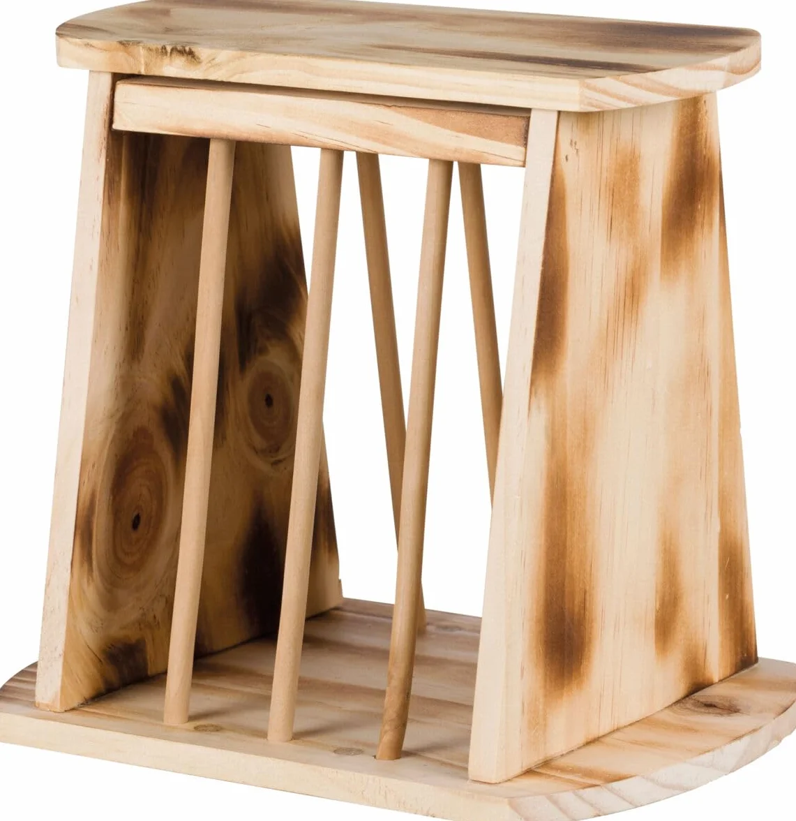 Trixie Râtelier à Foin avec Couvercle en Bois flammé