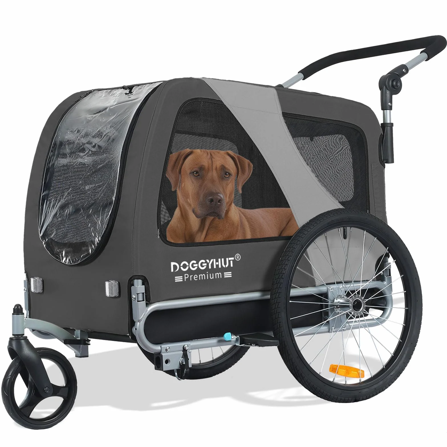 Doggyhut Premium L Remorque de Velo 2 en 1 Grande Poussette remorque Velo pour Chien de Taille Moyenne et Grande Chiens Maximum 35 kg
