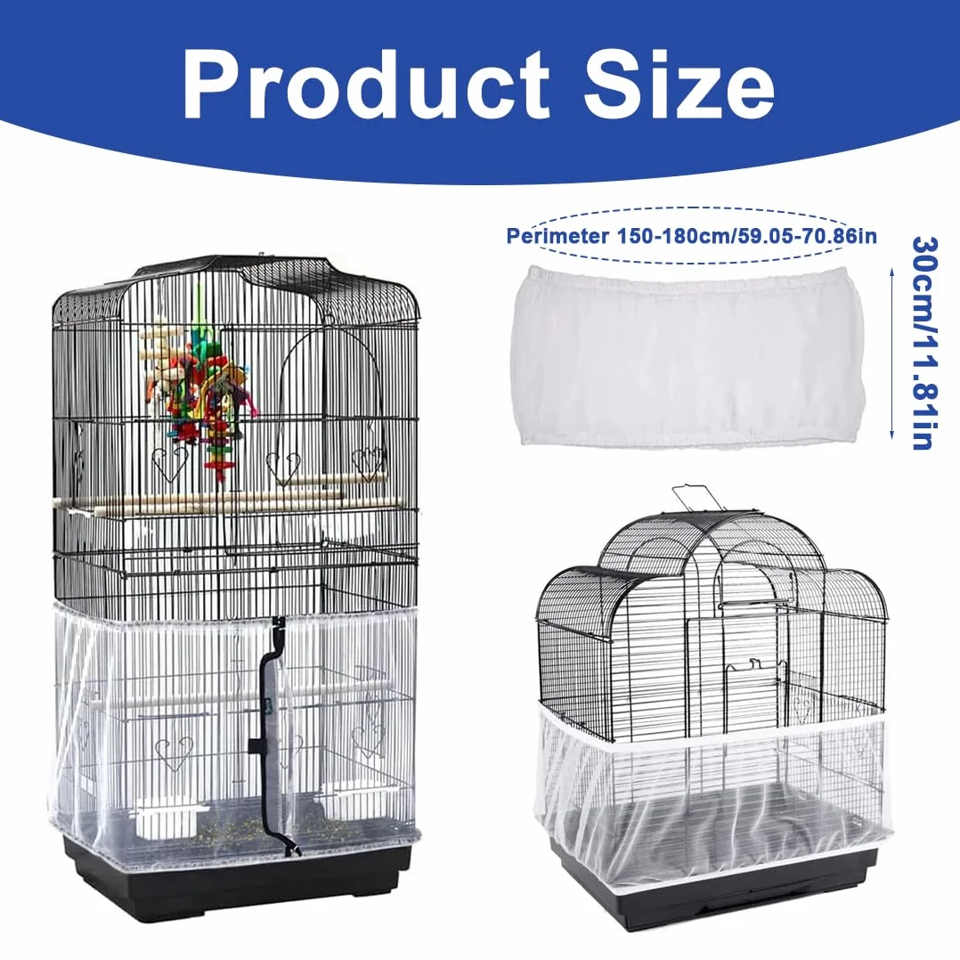 Housse de Protection en Maille pour Cage à Oiseaux, Ajustable Antipoussière, Blanc 150-180cm