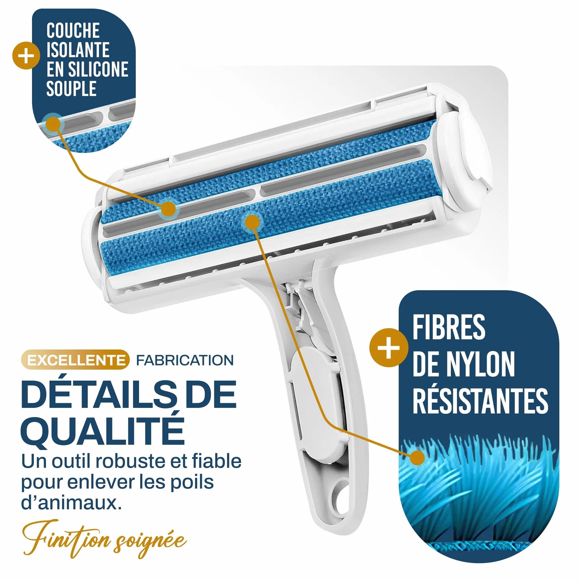 PORTENTUM Brosse Chat Anti Poils Animaux Chien, Rouleau à Poils Réutilisable pour Canapé, Arbre à Chat, Voiture