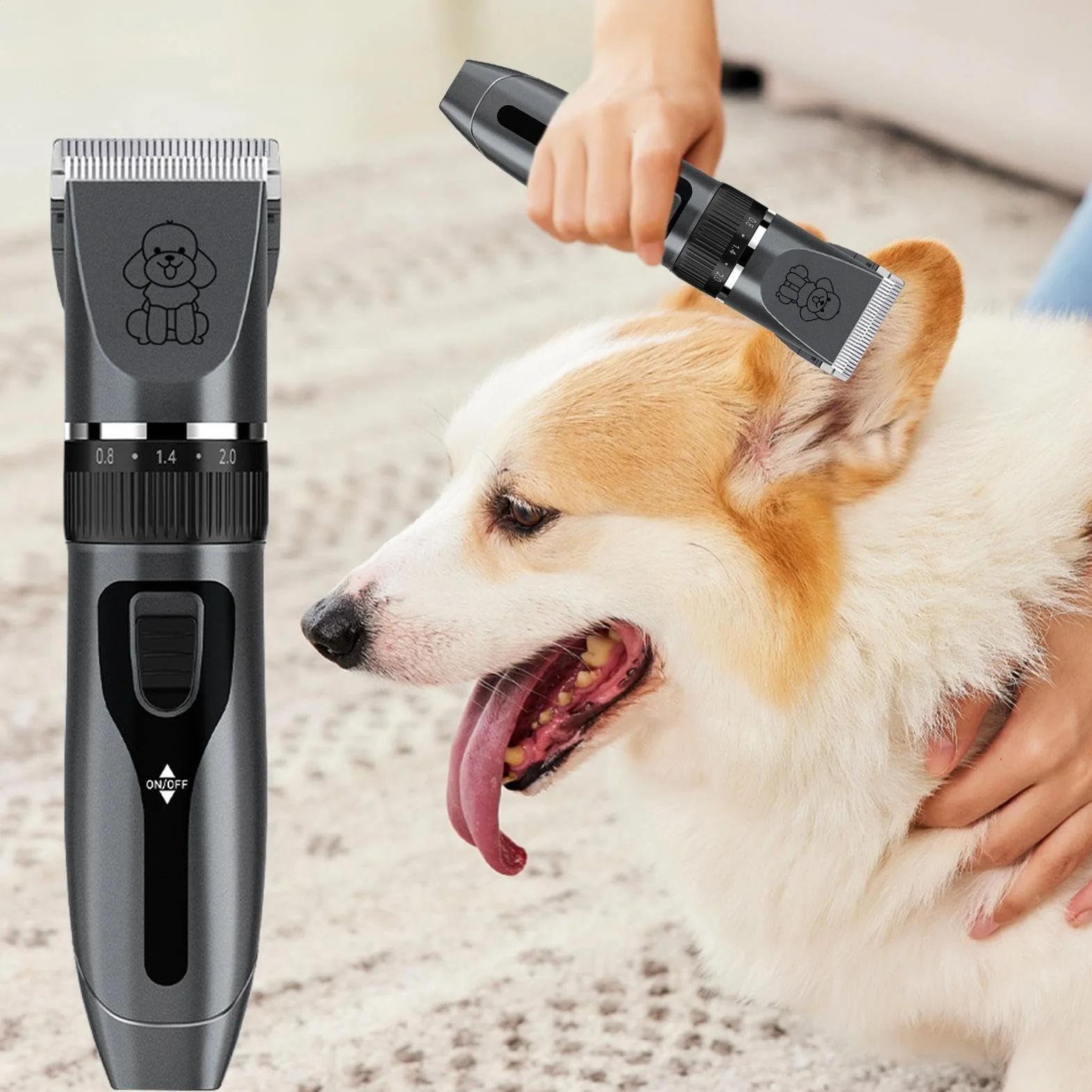 Tondeuse silencieuse pour chien avec charge USB, antidérapante pour petits, moyens et grands chiots