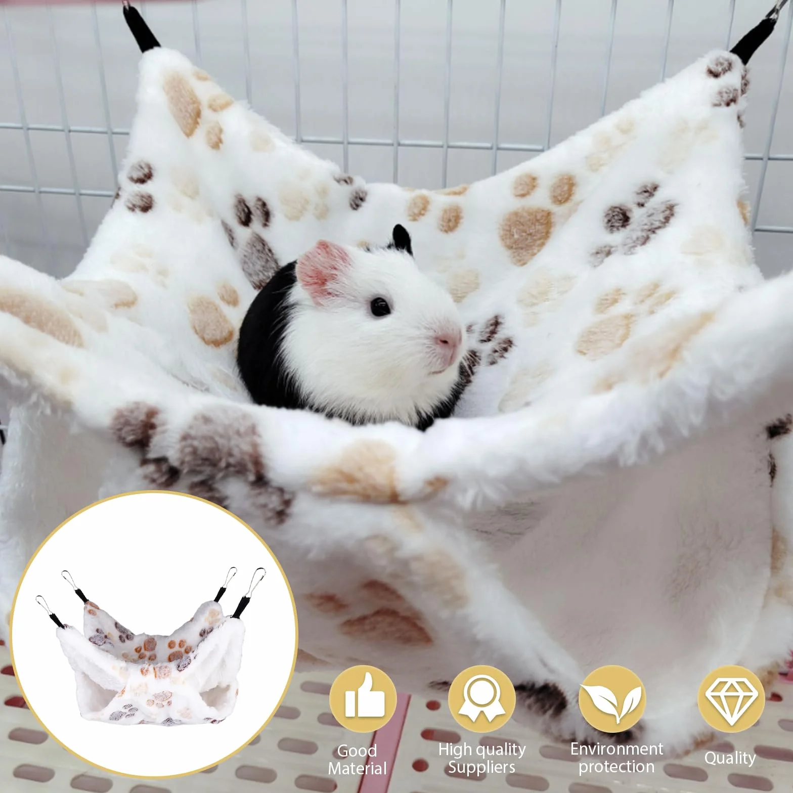 Lot de 4 hamacs pour cochons d'Inde : hamac double couche pour rats et cochons d'Inde Accessoires suspendus pour furets rats cochon d'Inde perroquet Hamster