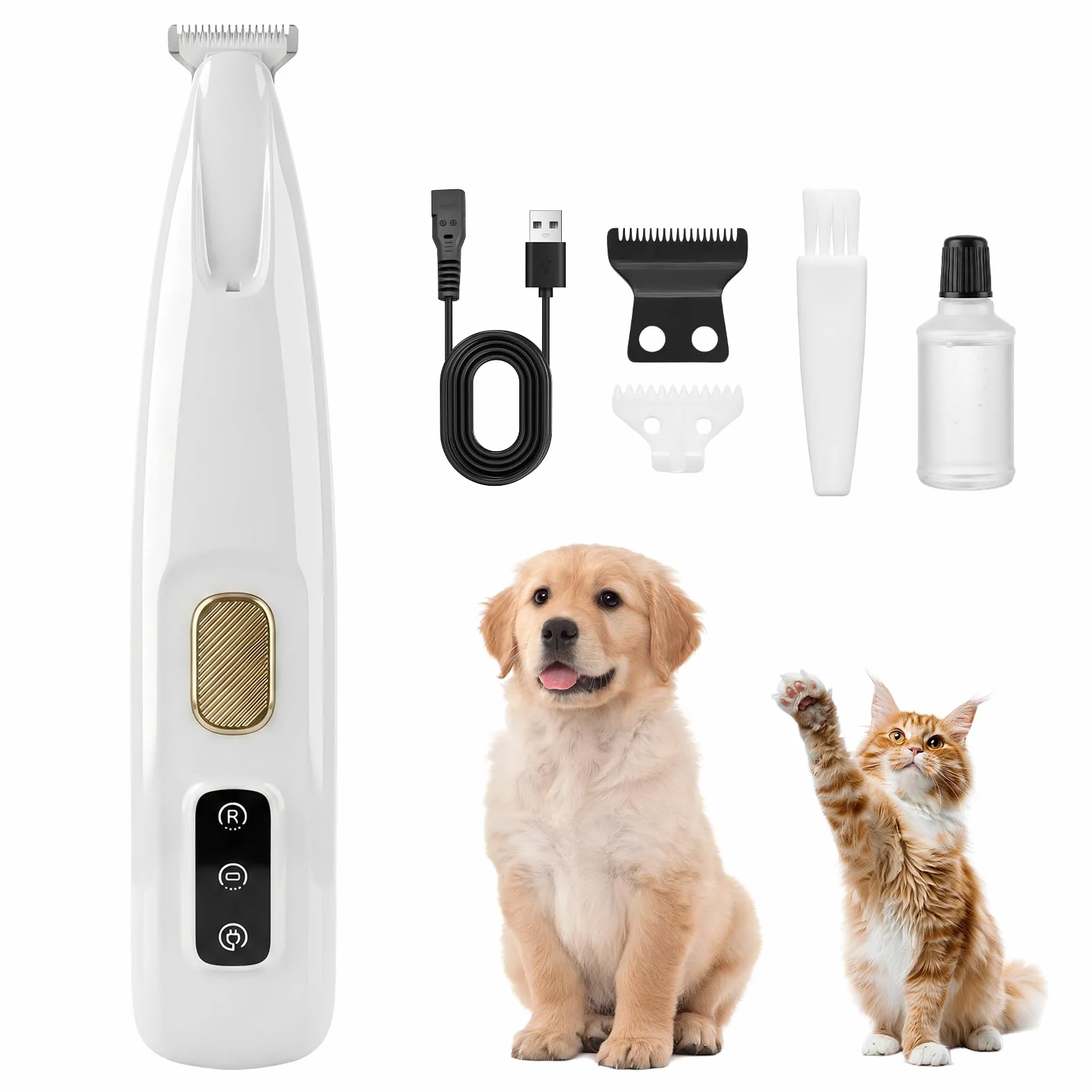 Tondeuse Chat et Chien Silencieuse Rechargeable USB, Lames Sûres Pour Poils Longs